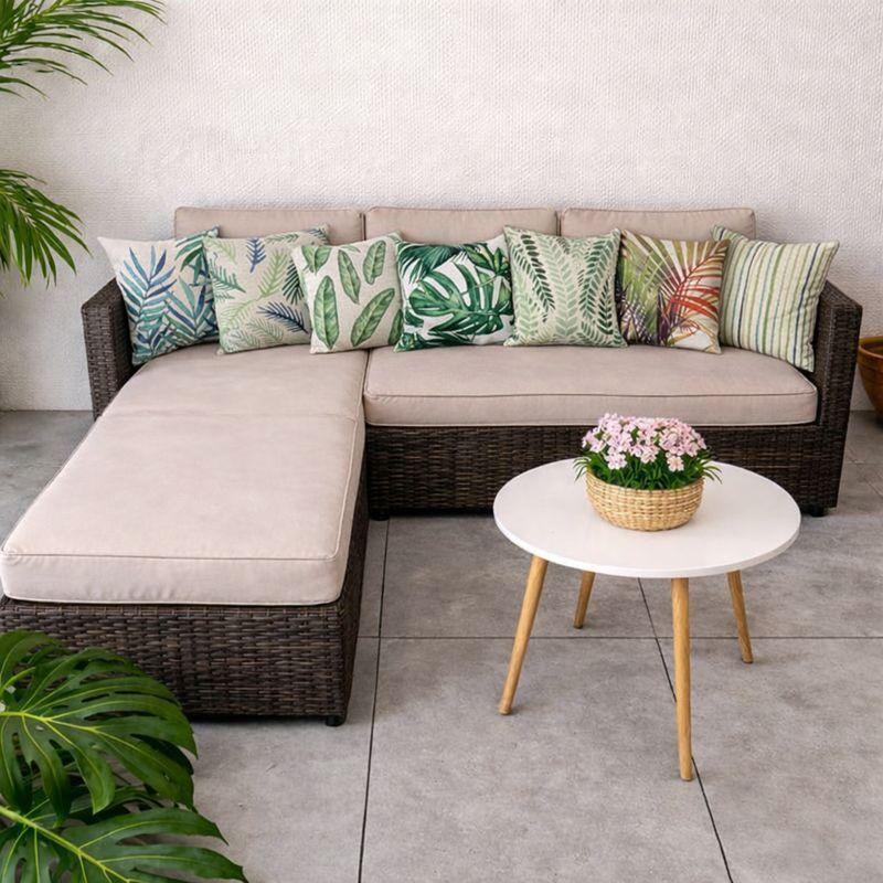 Funda de Coj n 45x45 cm Hojas Tropicales Verde Azulado-5