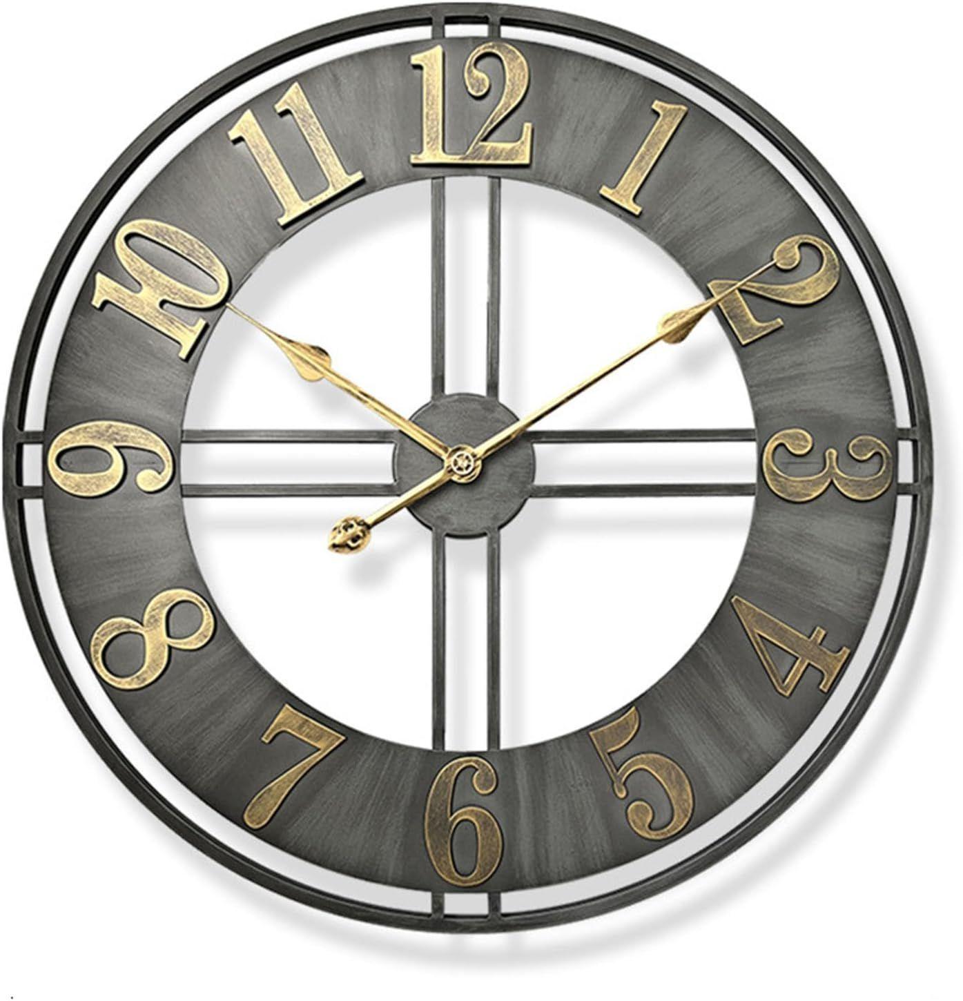 Reloj de Pared Grande Met lico Gris Estilo Industrial 60 cm-5