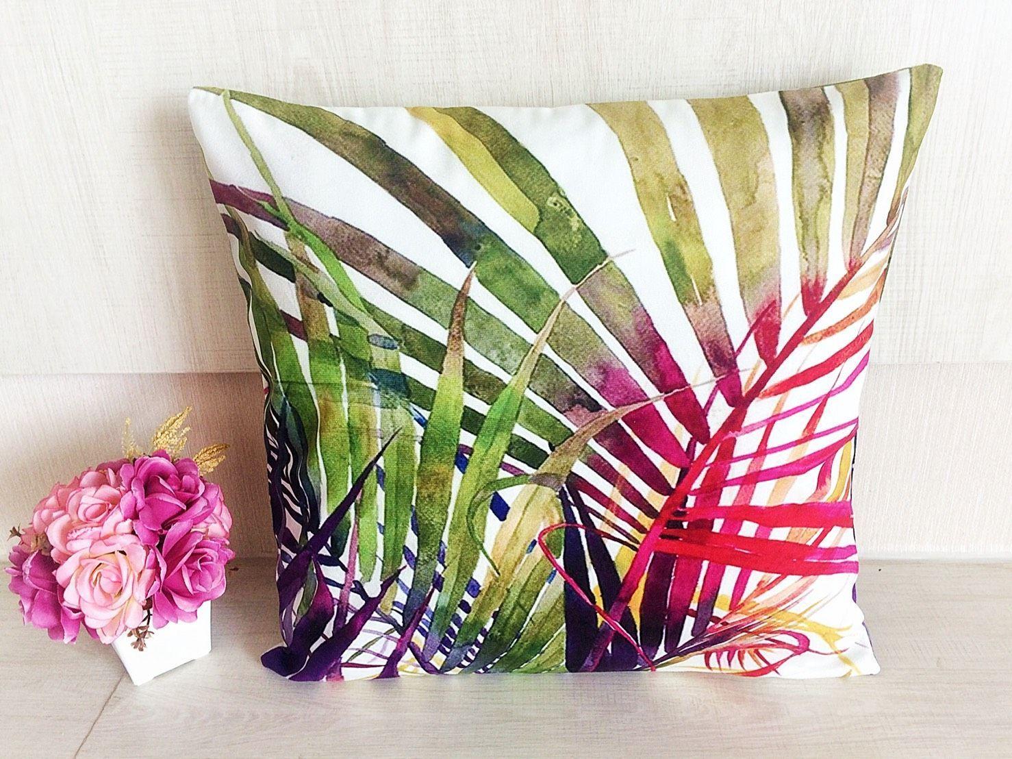 Pack 3 Fundas de Cojín 45x45 cm Hojas Tropicales Multicolor-1