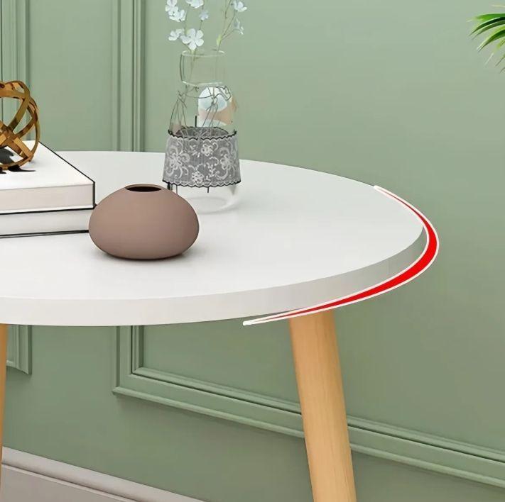 Mesa Auxiliar Redonda Blanca 50 cm Diámetro Estilo Nórdico-3