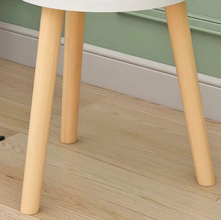 Mesa Auxiliar Redonda Blanca 50 cm Diámetro Estilo Nórdico-4