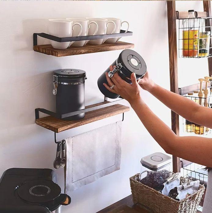 Set 2 Repisas Flotantes de Madera y Metal-5