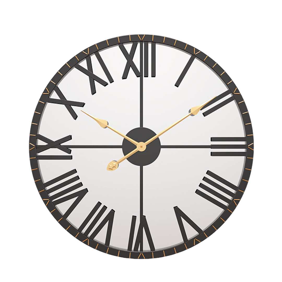 Reloj De Pared Decorativo 60 cm Con Fondo Espejo Diseño Retro-3