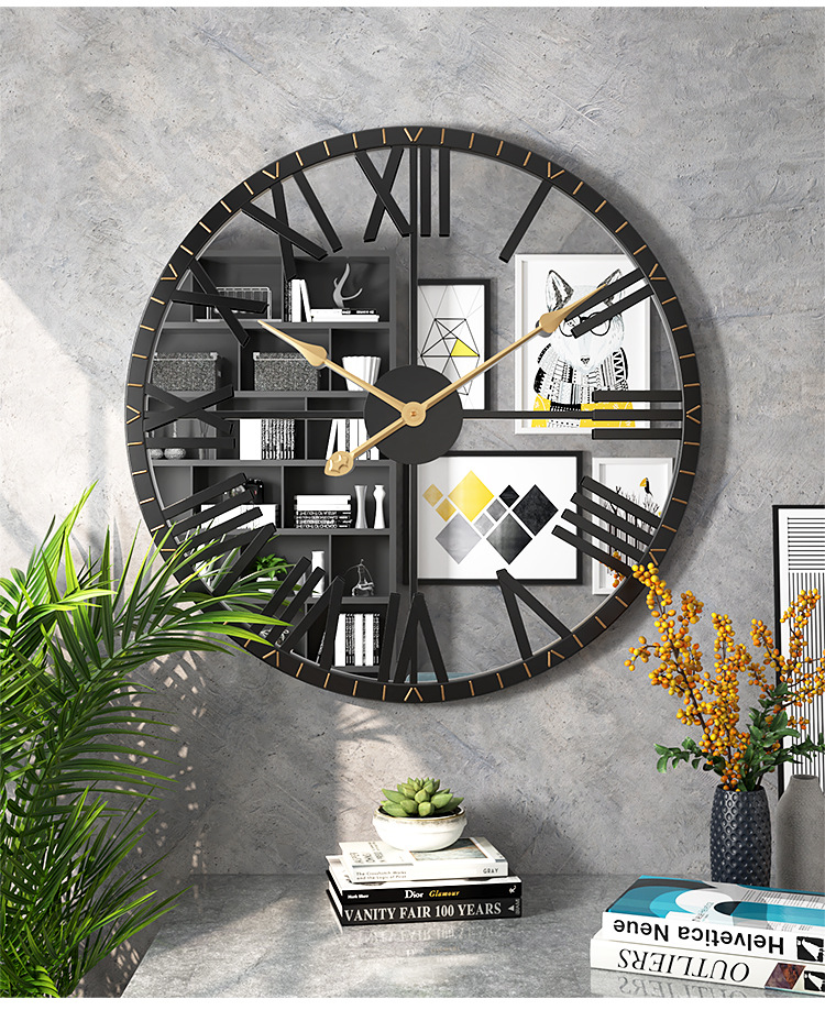 Reloj De Pared Decorativo 60 cm Con Fondo Espejo Diseño Retro-5