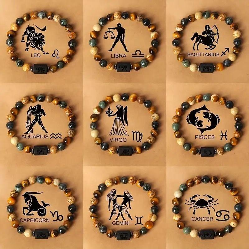 Pulseras zodiaco Piedra Ojo de Tigre signo Acuario-1
