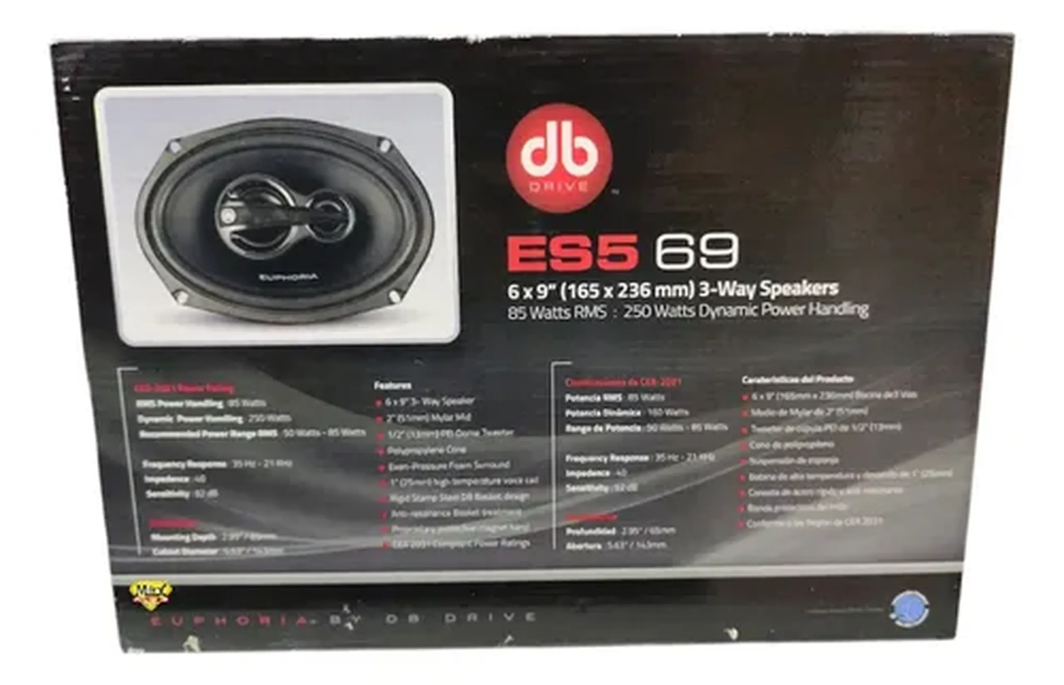 Parlantes 6x9" DB Drive ES5 69 3 Vias 85W RMS 250W MAX-4