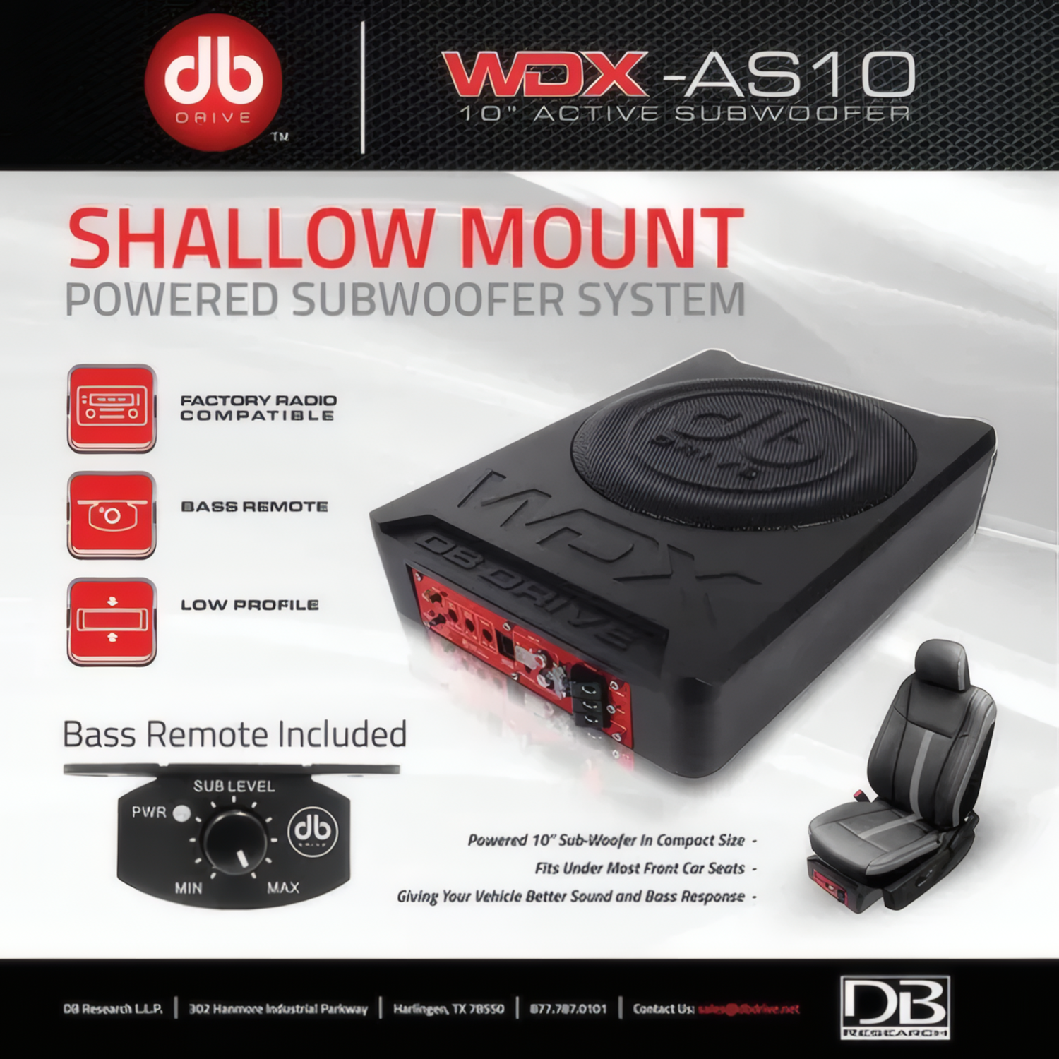 Subwoofer Plano Amplificado DB Drive WDX-AS10 10" 900W 250W-4