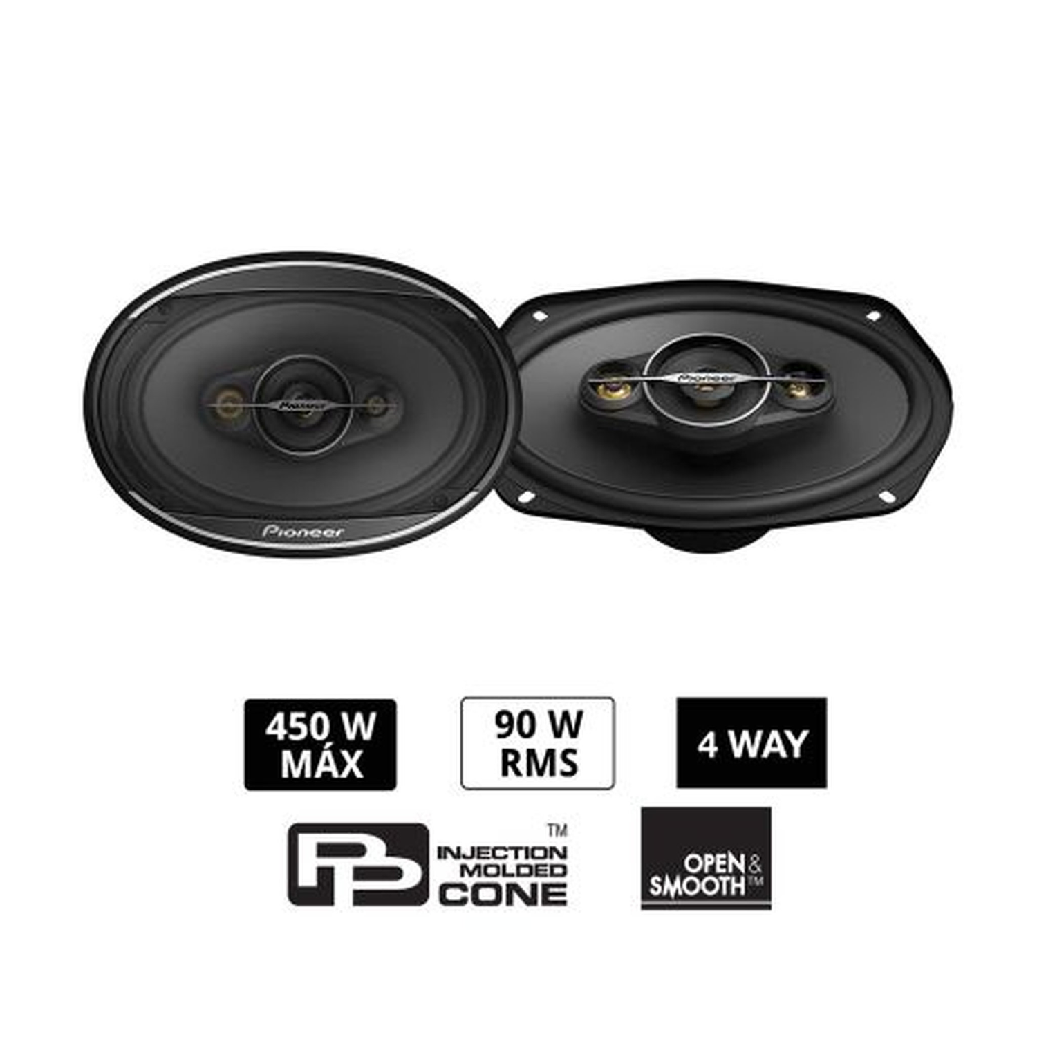 Parlantes 6x9" Pioneer TS-A6968S 4 Vias 90W RMS 450W MAX-5