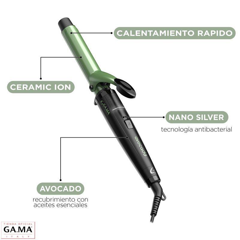 Rizador Ondulador Gama Avocado Ceramic Ion Nano Silver 25mm-1