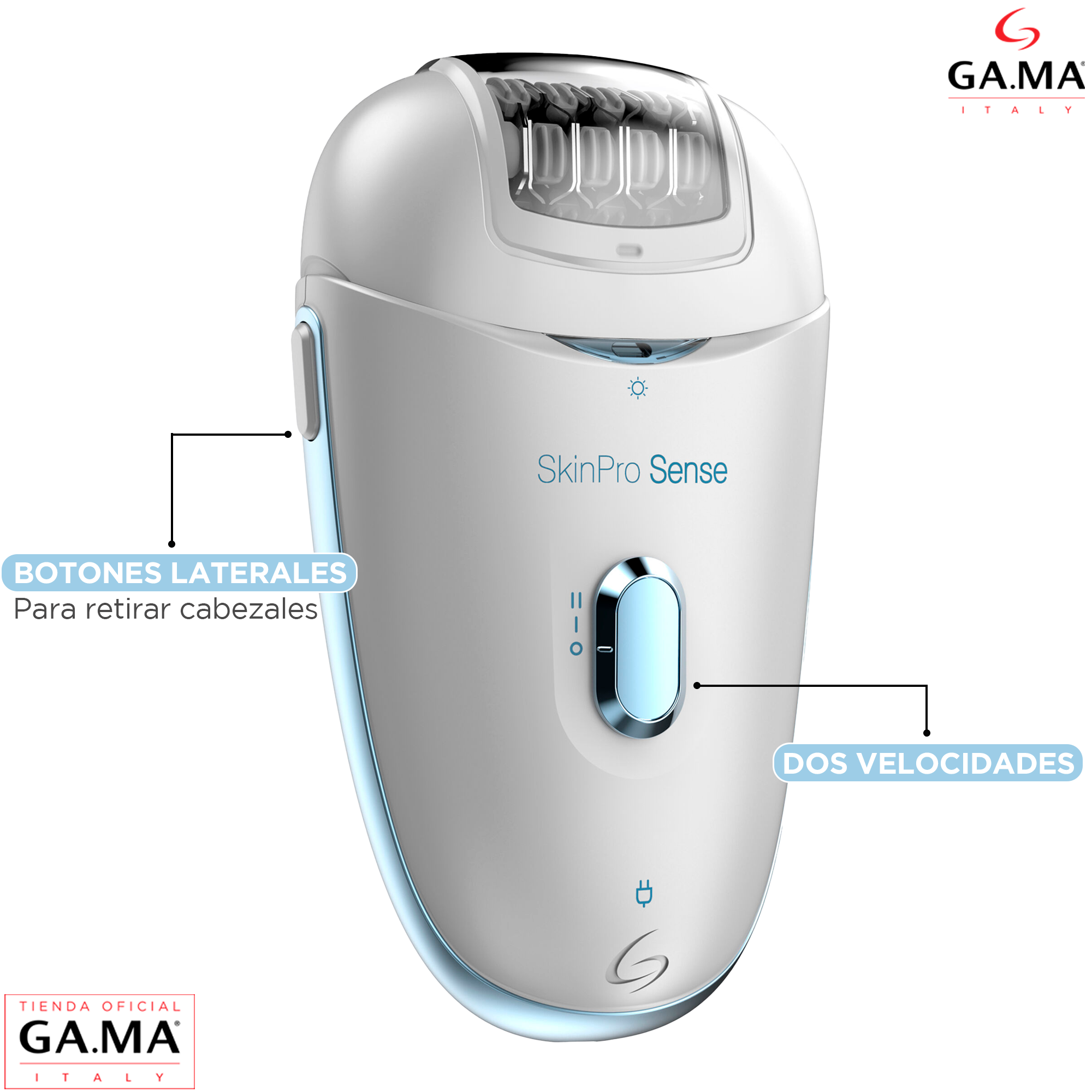 Depiladora Skinpro Sense Gama Carga Usb Con 3 Cabezales-4