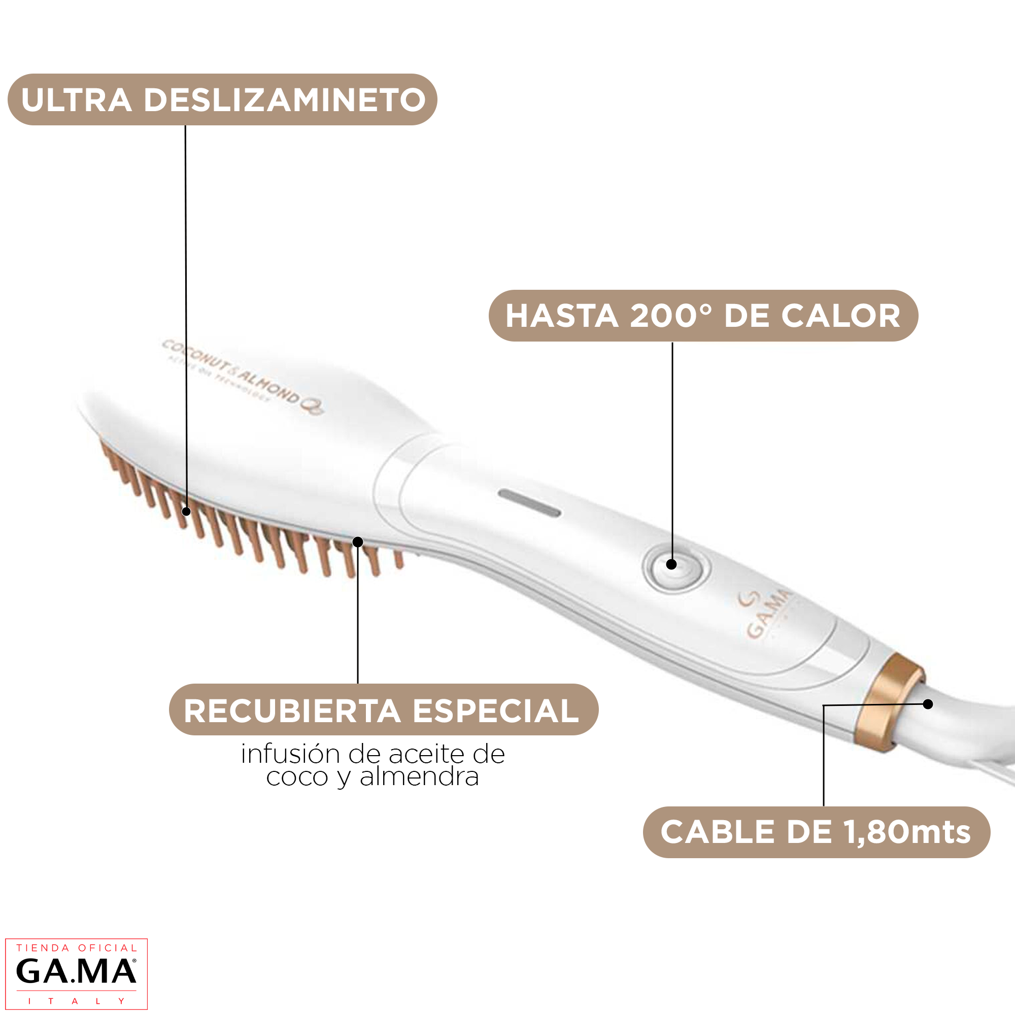 Pack Trio Secador + Alisador + Cepillo Gama Coconut & Almond-6