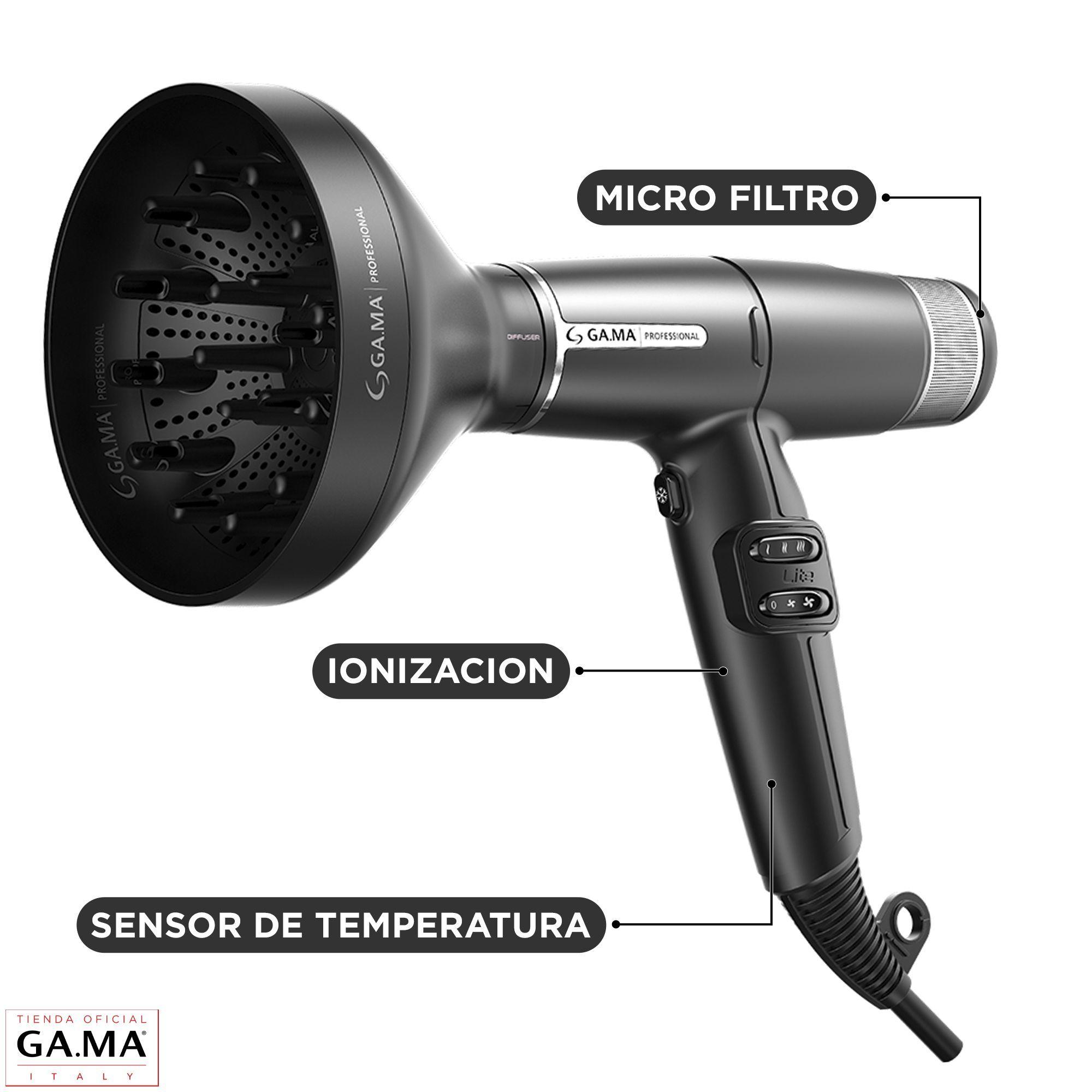 Secador De Pelo Gama Iq Lite Ultra Liviano Black Profesional -2