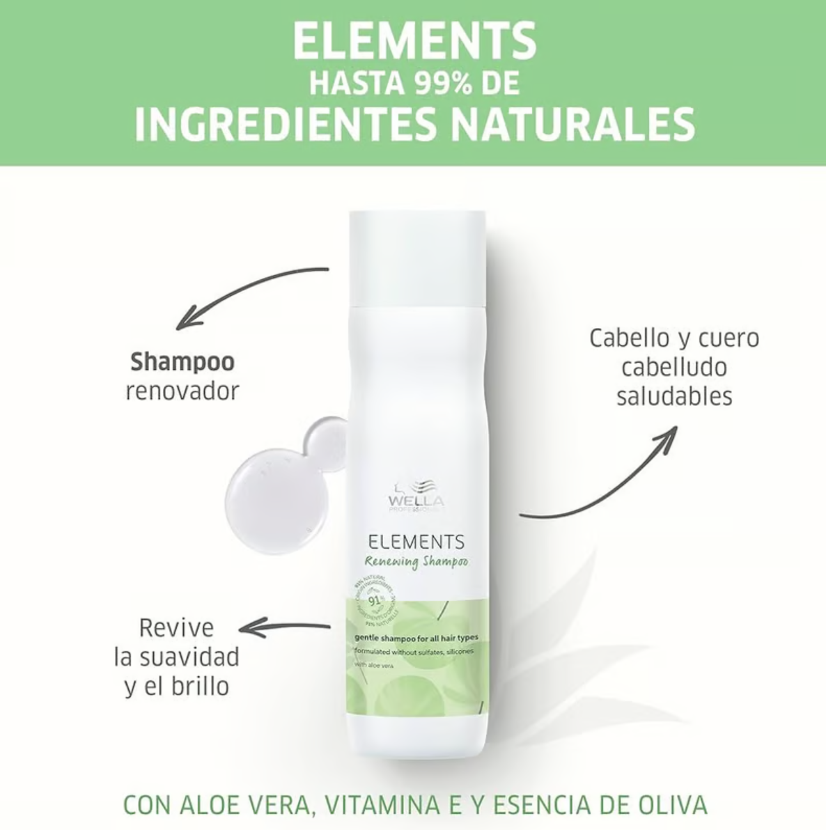 Shampoo Wella Elements 1 Litro  Aloe Vera Sin Siliconas-1