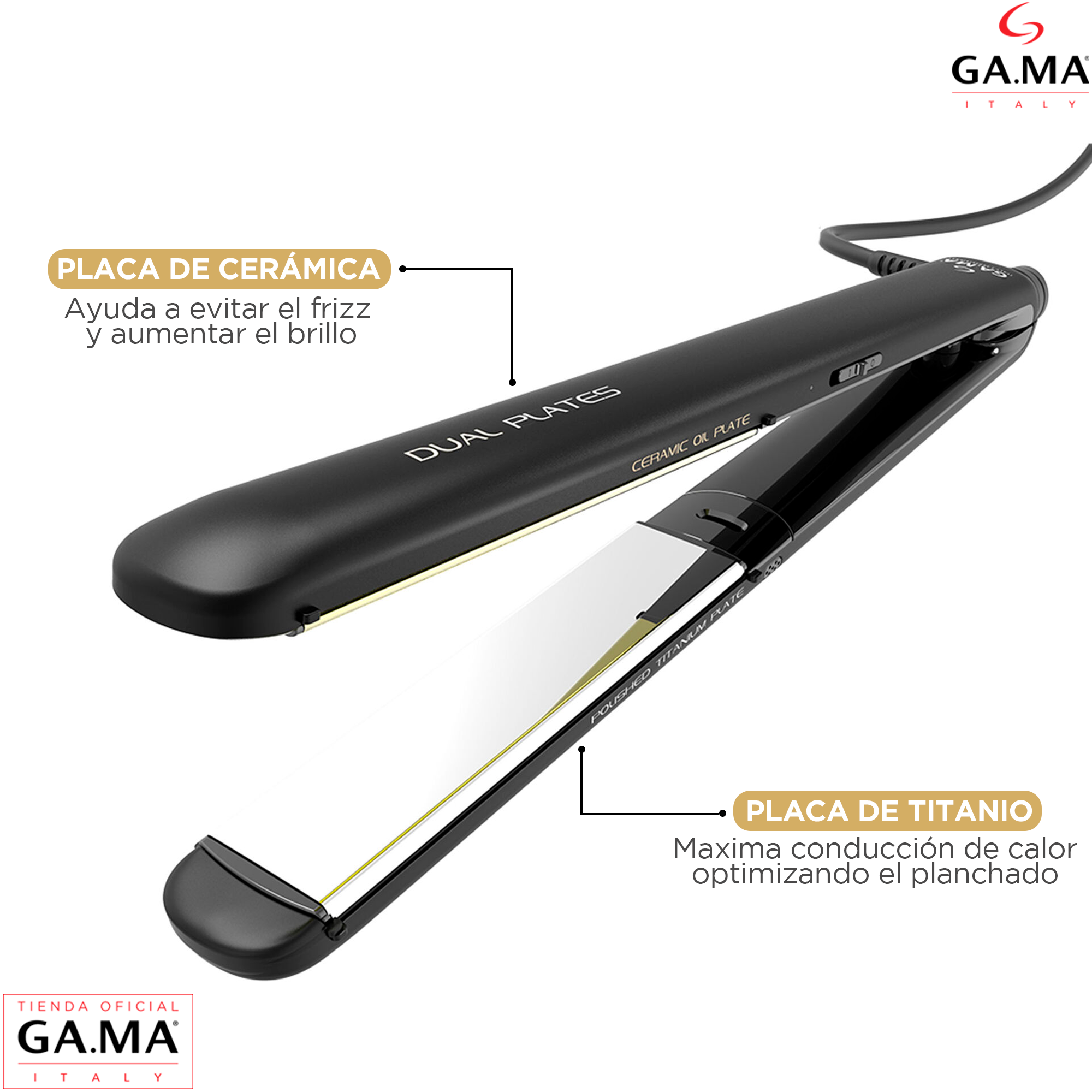 Alisadora Gama Cp14 Dual Plates Ceramic Oil Y Titanio Bivolt-3