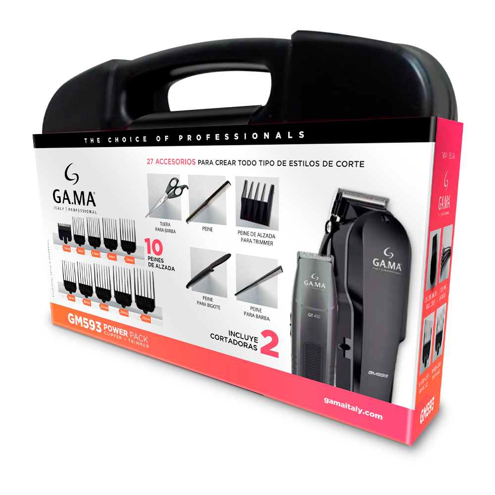 Clipper y Trimmer Gama Gm593 Power Pack 29 Piezas-1