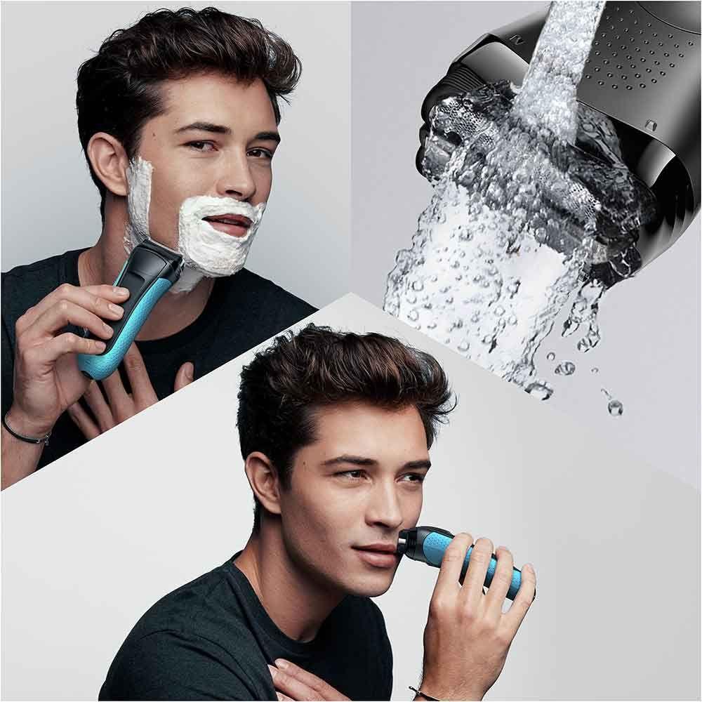 Afeitadora Recortadora Recargable Braun Serie3 Blue Wet&Dry 3 En 1-3