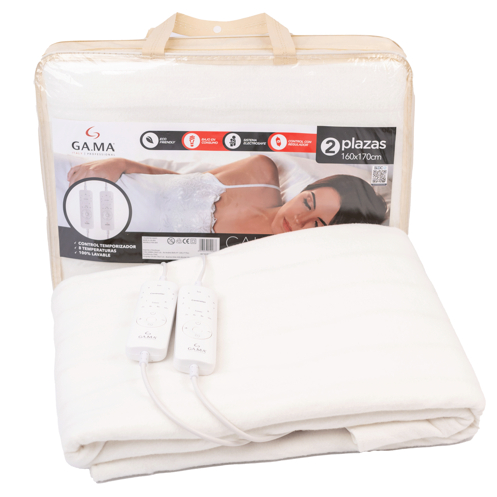 Calienta Cama Gama 2 Plazas Con 8 Temperaturas Electrosafe-0
