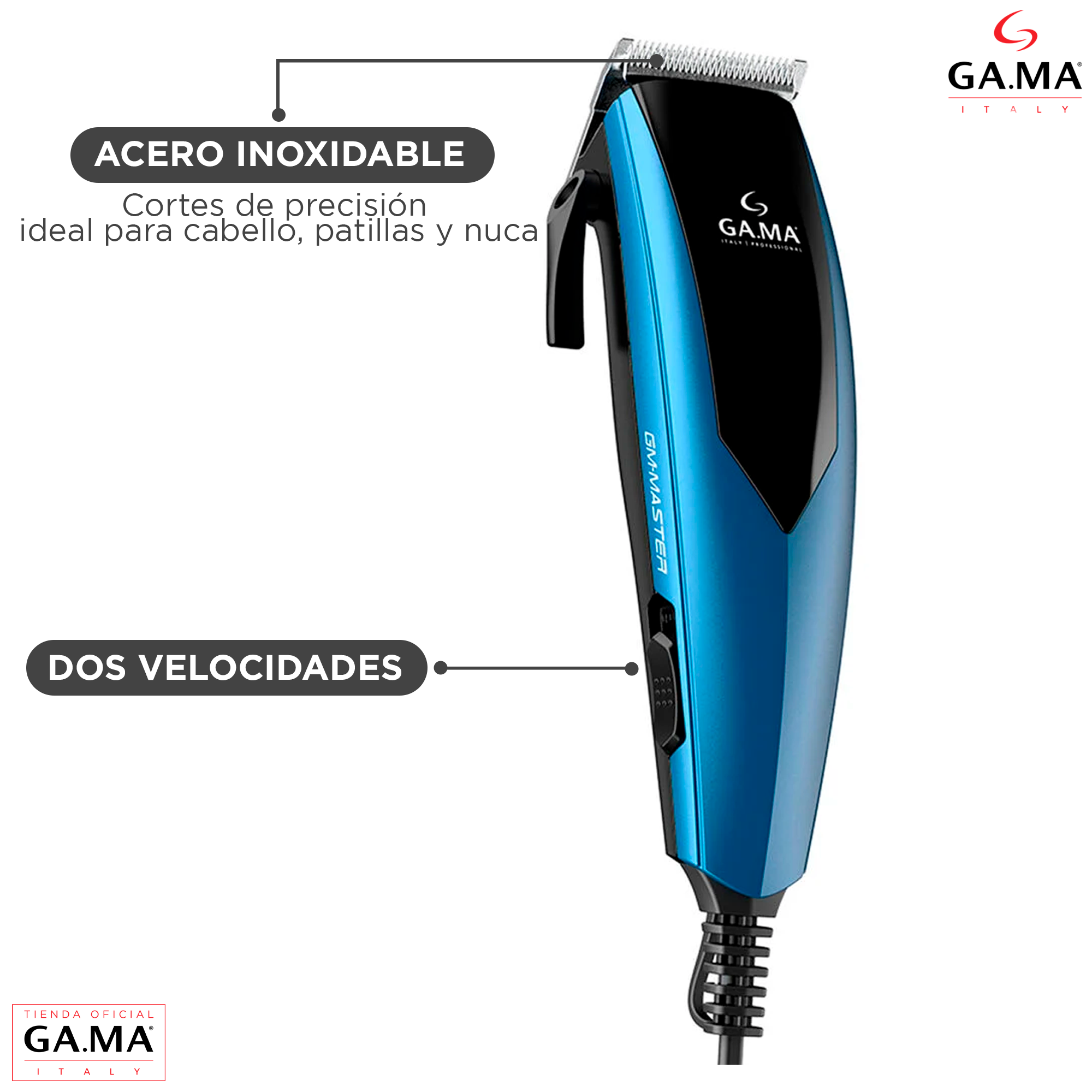 Cortapelos Gm Gama Master Clipper 10 Piezas-3