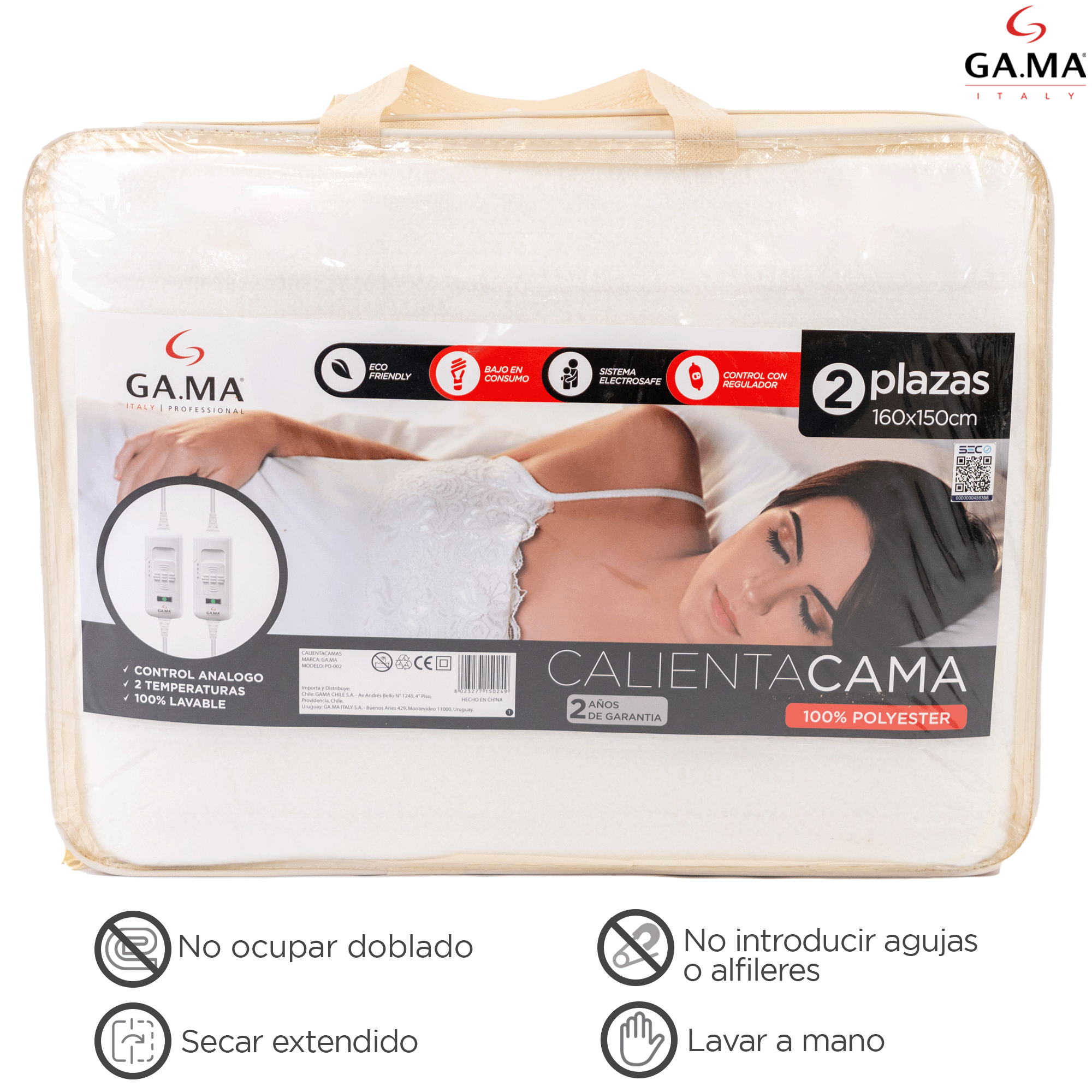 Calienta Cama Gama 100% Polyester 2 Plazas Electrosafe-2