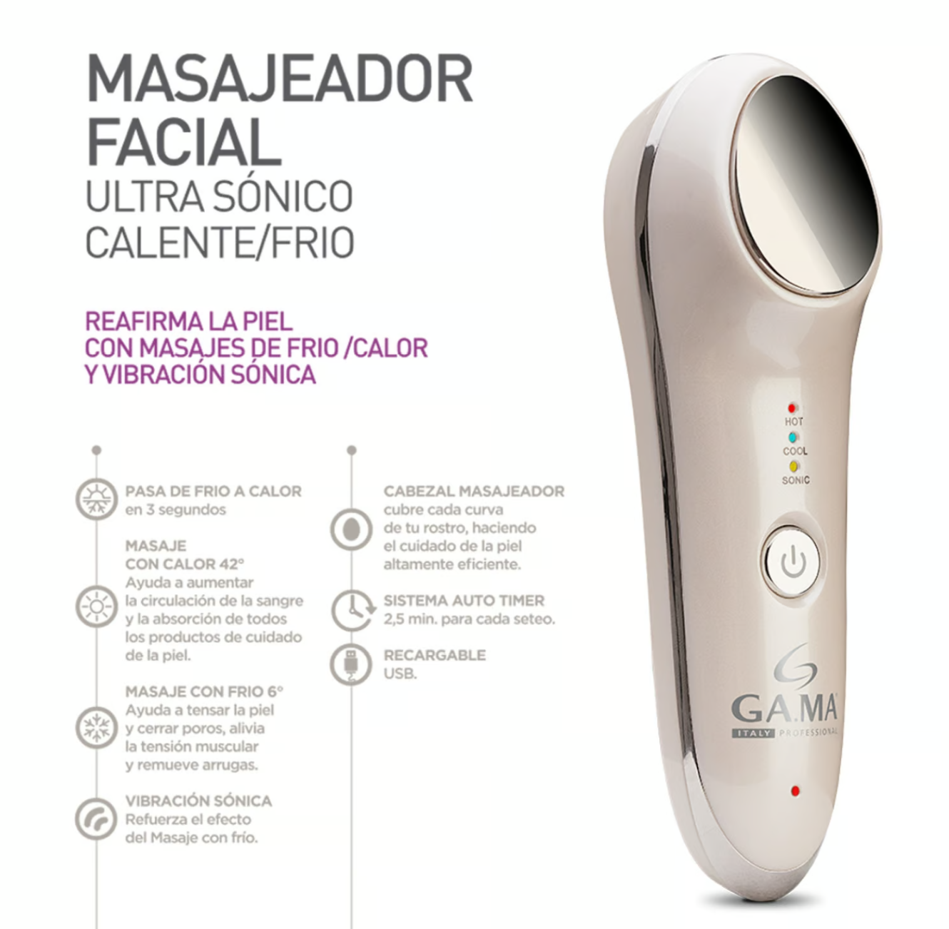 Masajeador Facial Gama Ultrasónico Rejuvenecedor Carga Usb-1