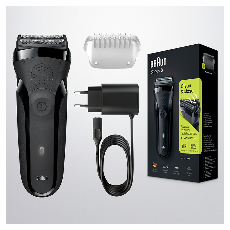 Afeitadora Recargable Braun 300 Serie 3 Black Cuchillas Flexibles-5