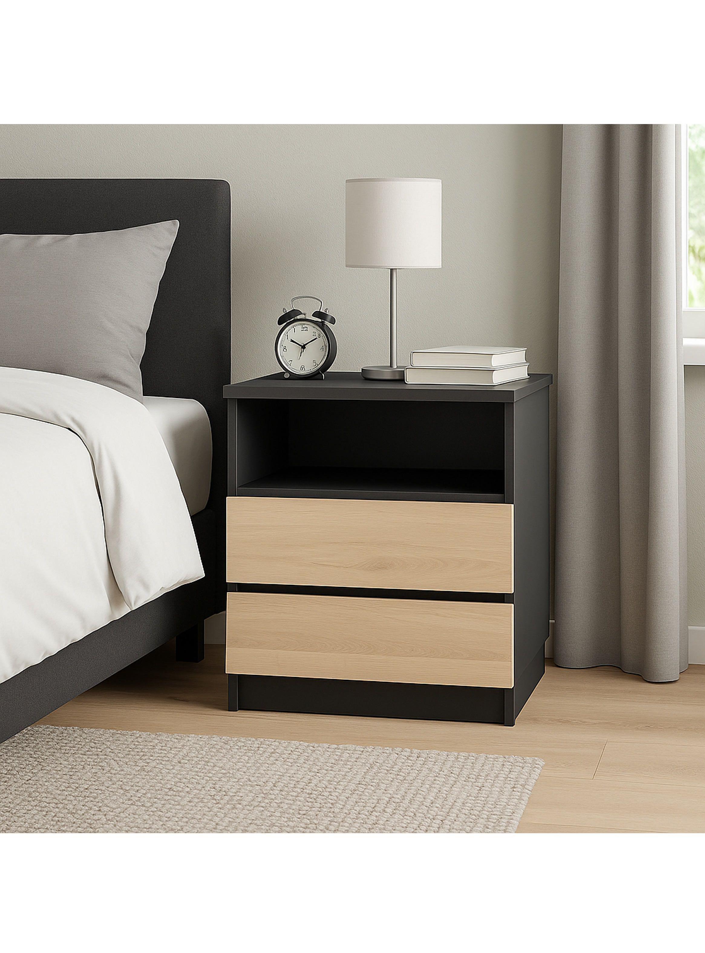 Velador 2 Cajones 1 Espacio Grafito Albayalde premium-3