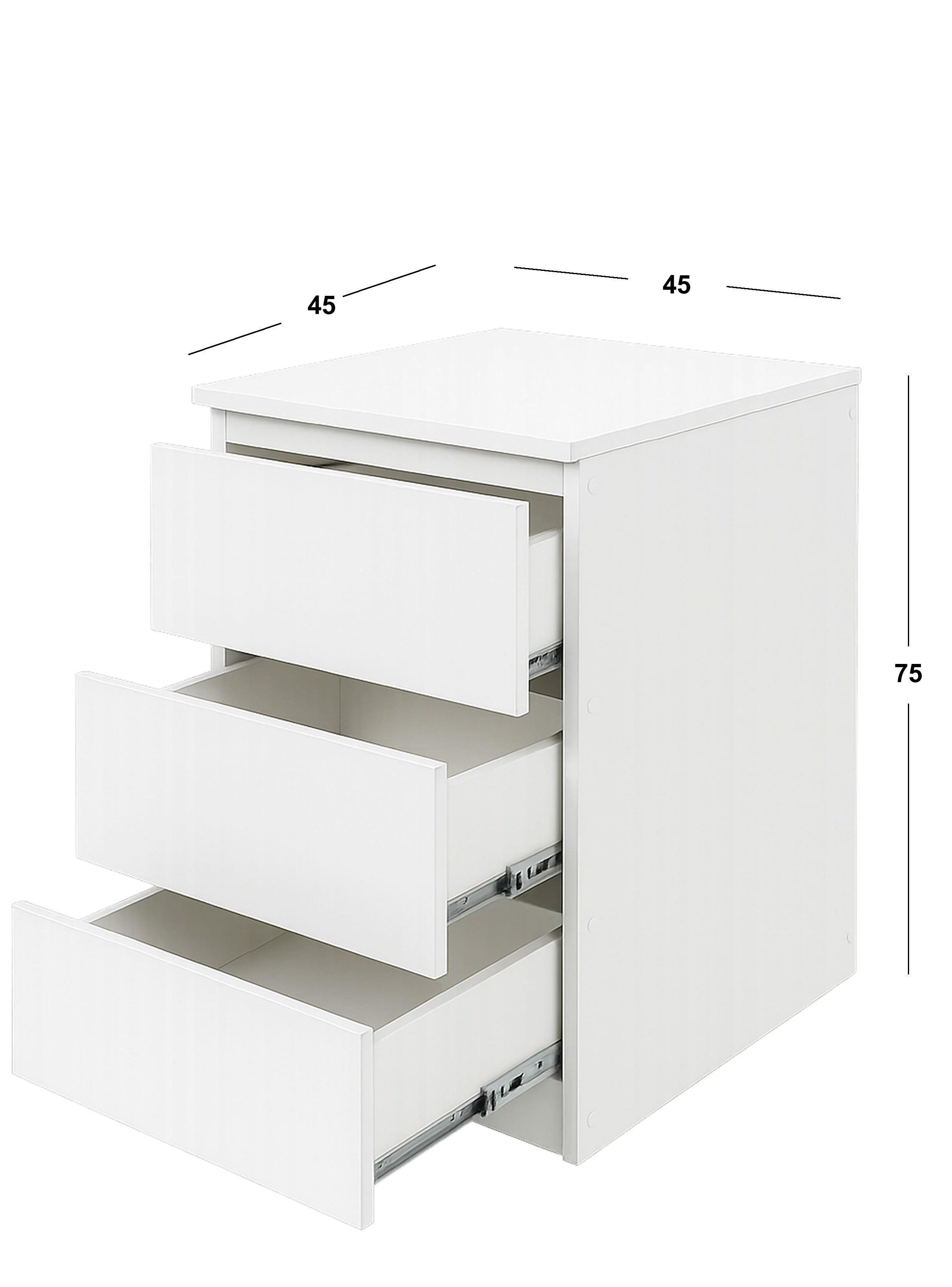 Velador 3 Cajones Blanco Premium-4