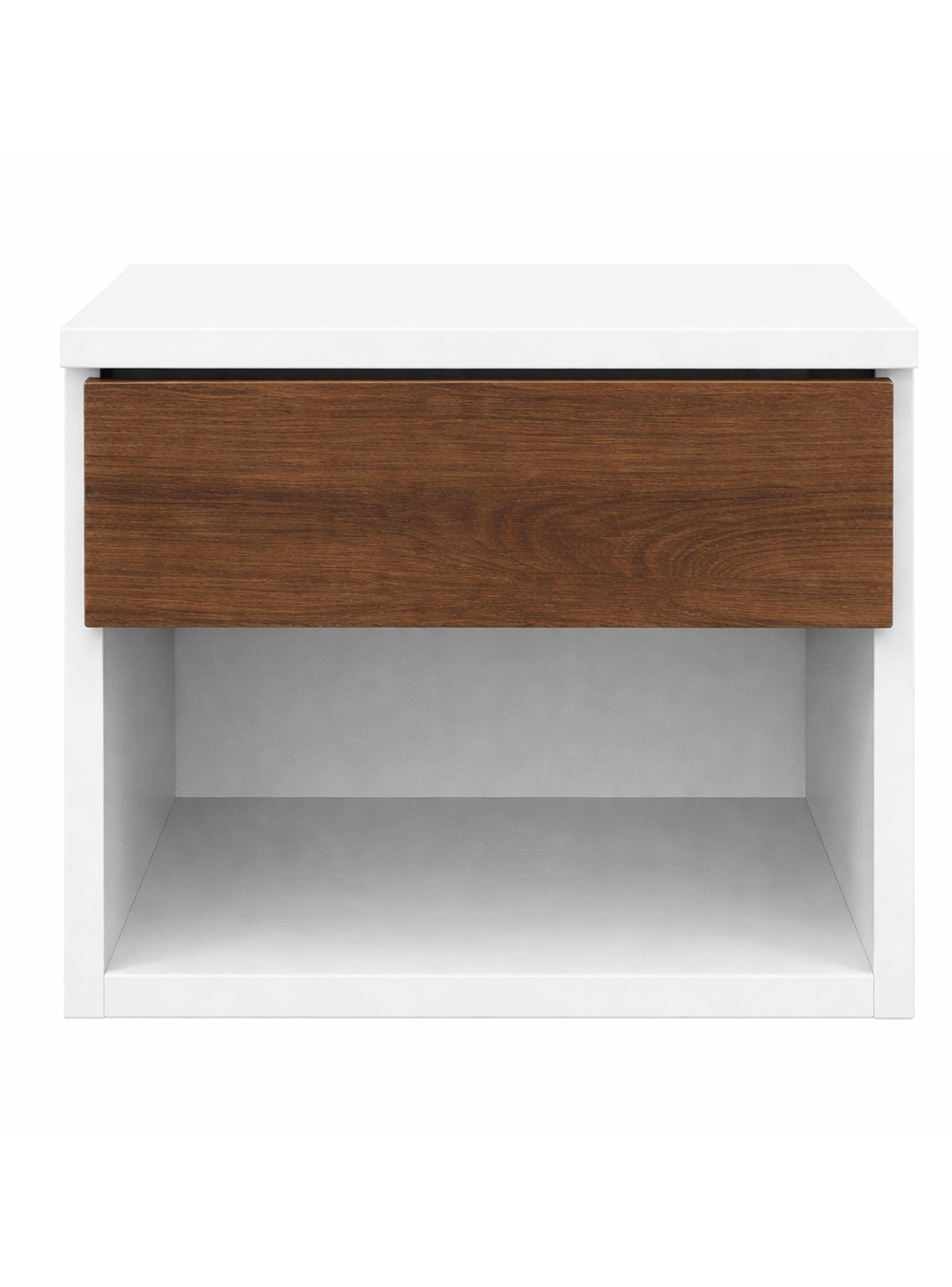 Velador 1 Cajón Flotante Blanca Albayalde premium-2