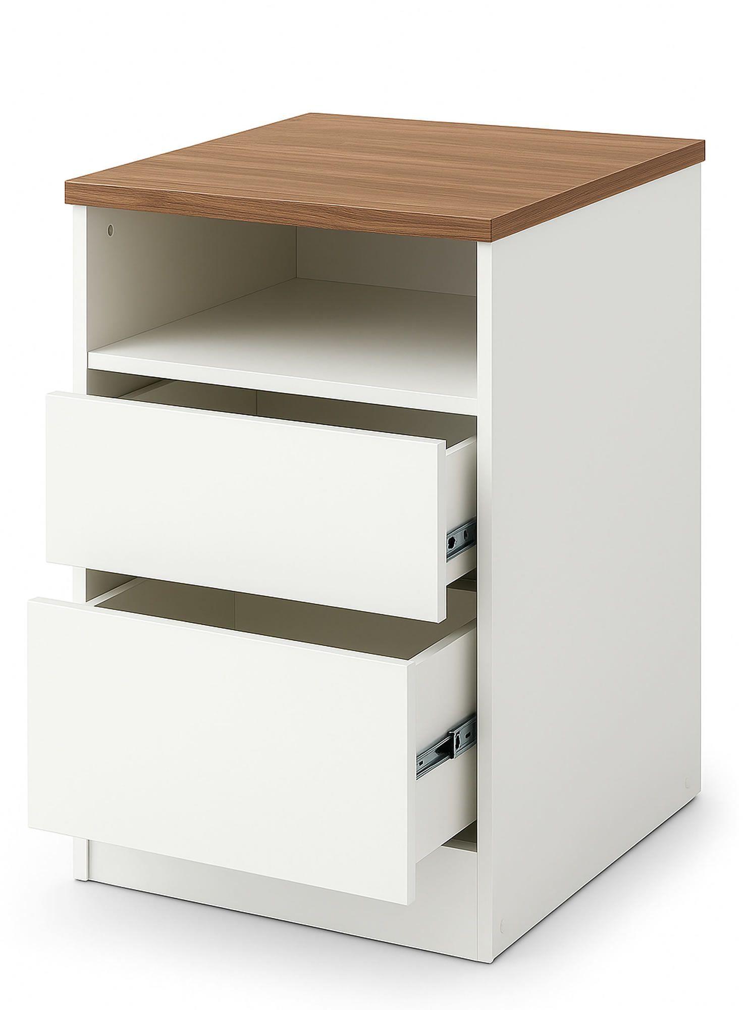 Velador 2 Cajones 1 repisa Blanca Albayalde premium-2