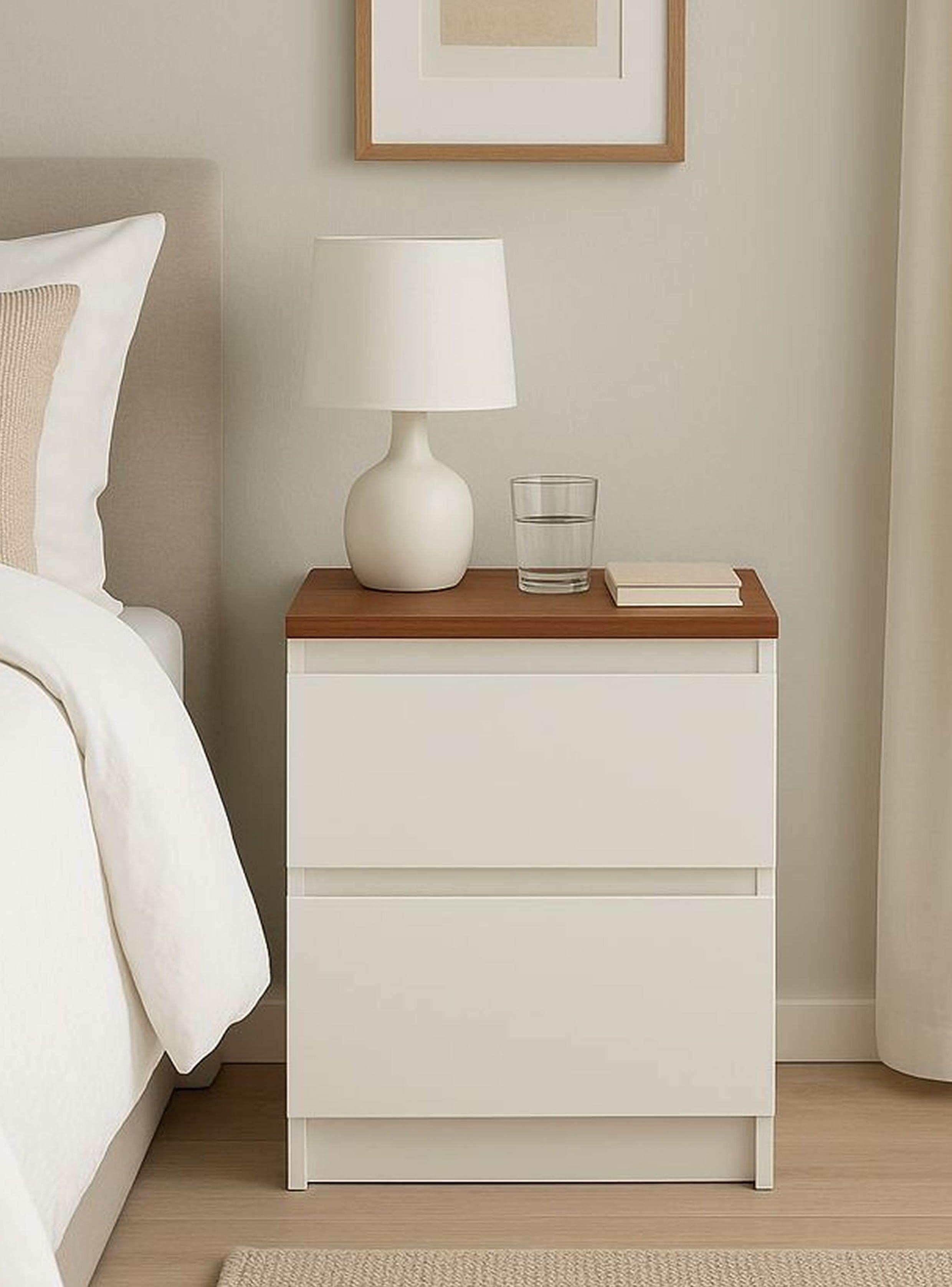 Velador 2 Cajones Blanca Albayalde premium-3