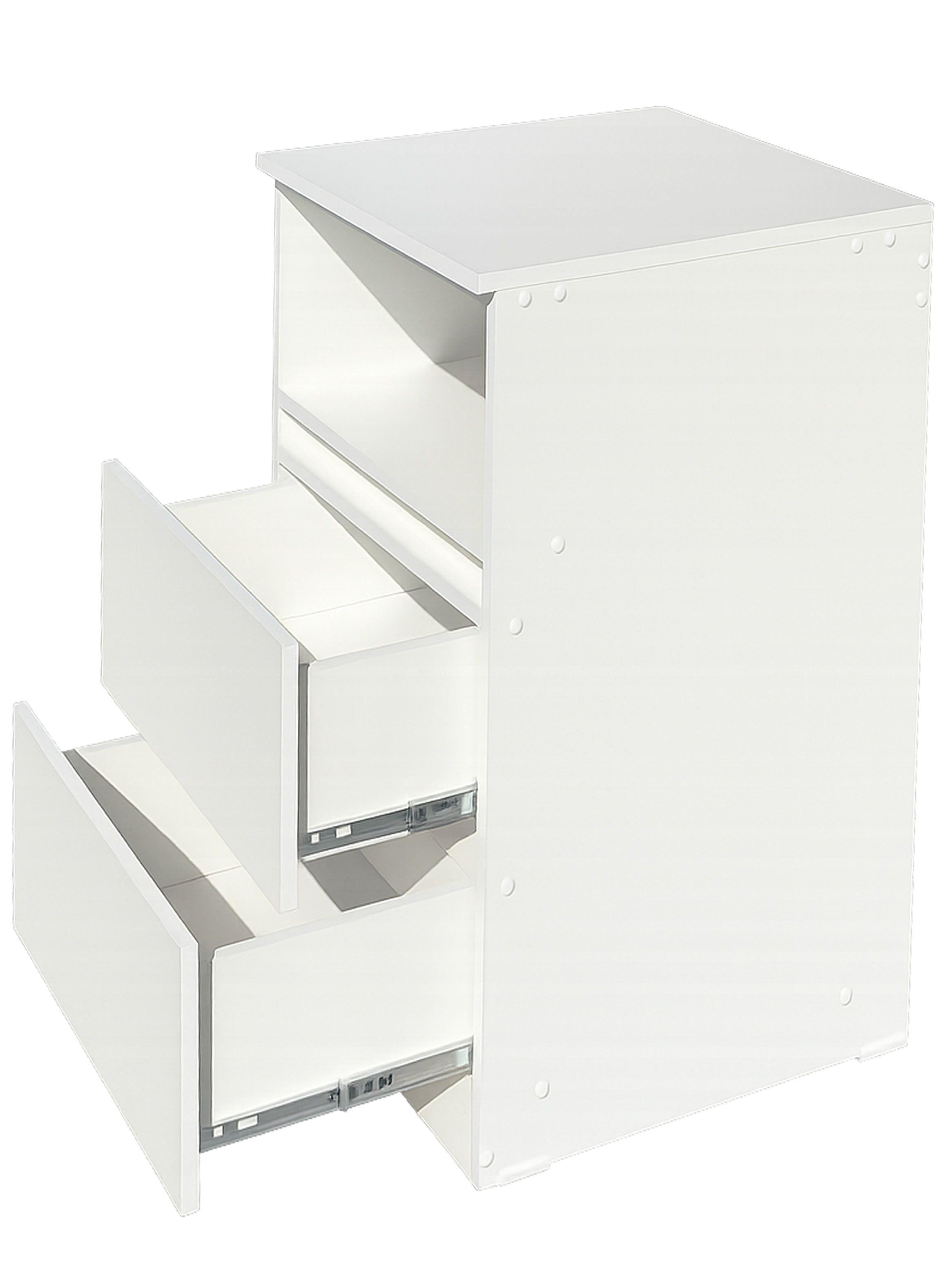 Velador 2 Cajones 1 Repisa Blanco Premium-2