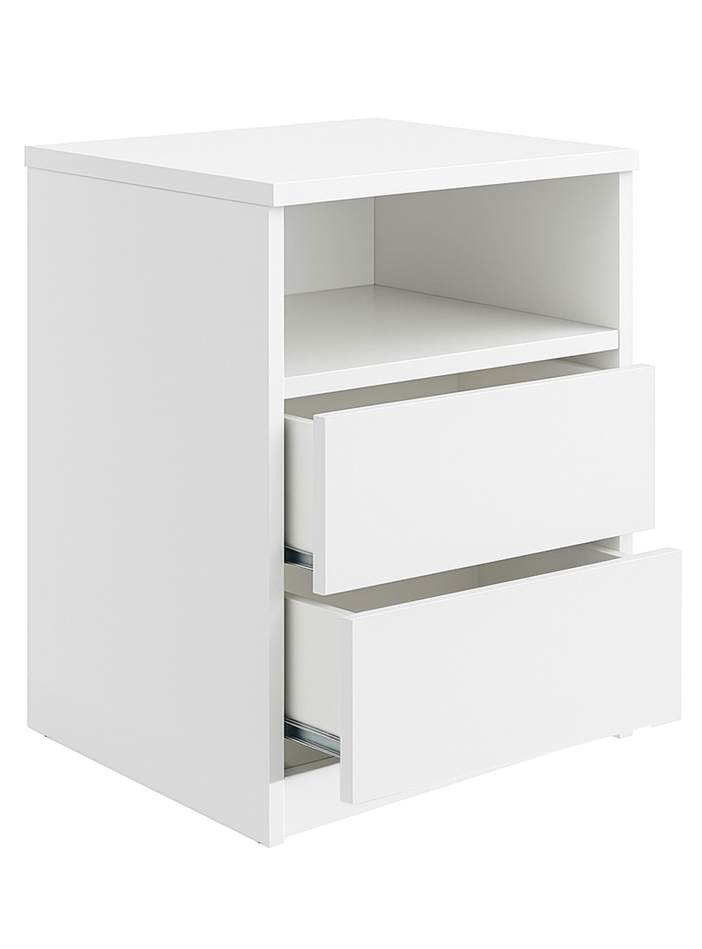 Velador 2 Cajones 1 Repisa Blanco Premium-3