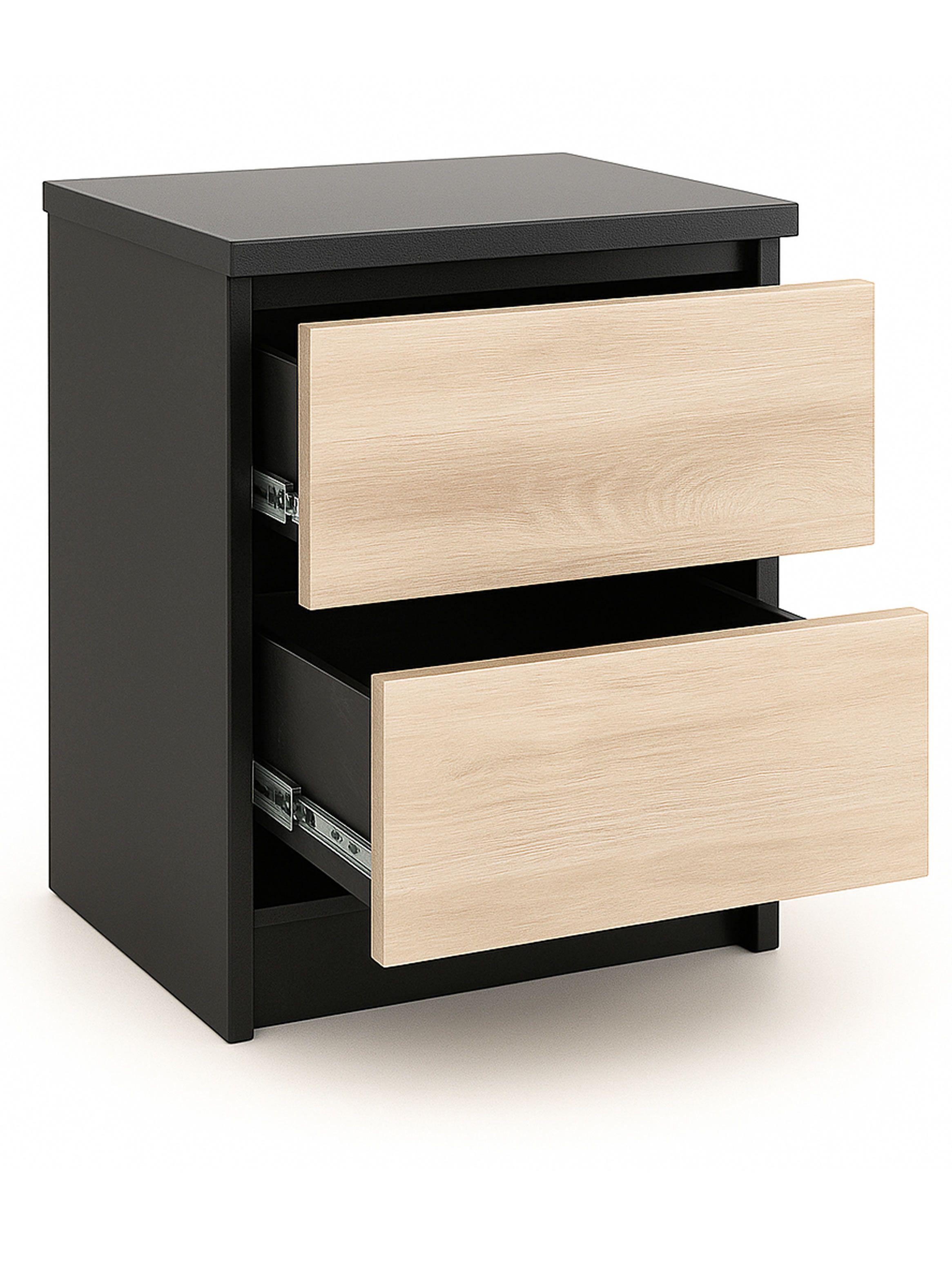 Velador 2 Cajones Negro Albayalde premium-3