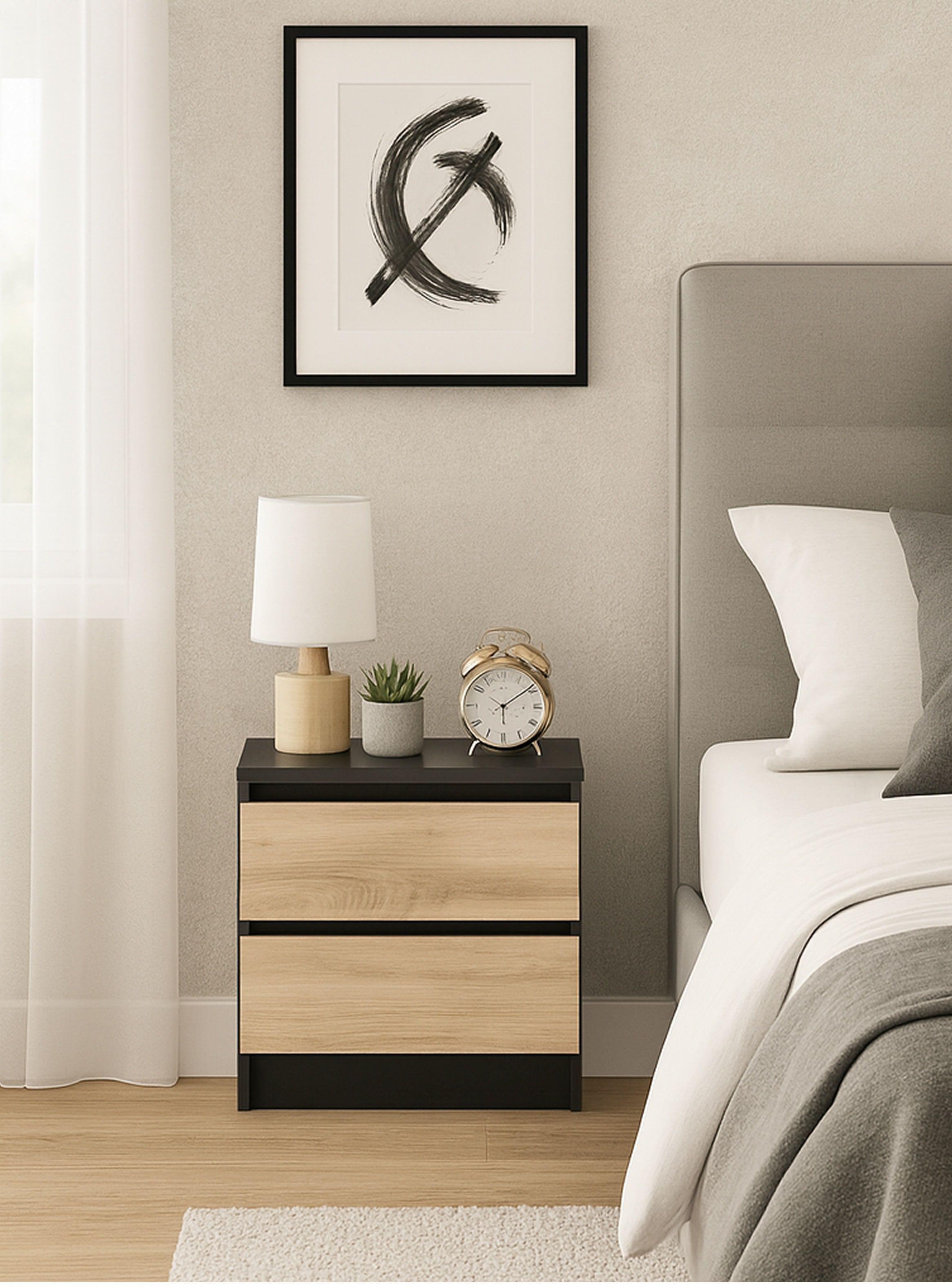 Velador 2 Cajones Negro Albayalde premium-4