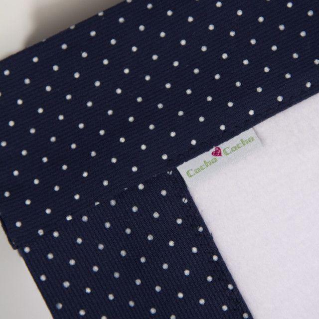 Manta Polar Blanco Azul Puntos Blancos-2