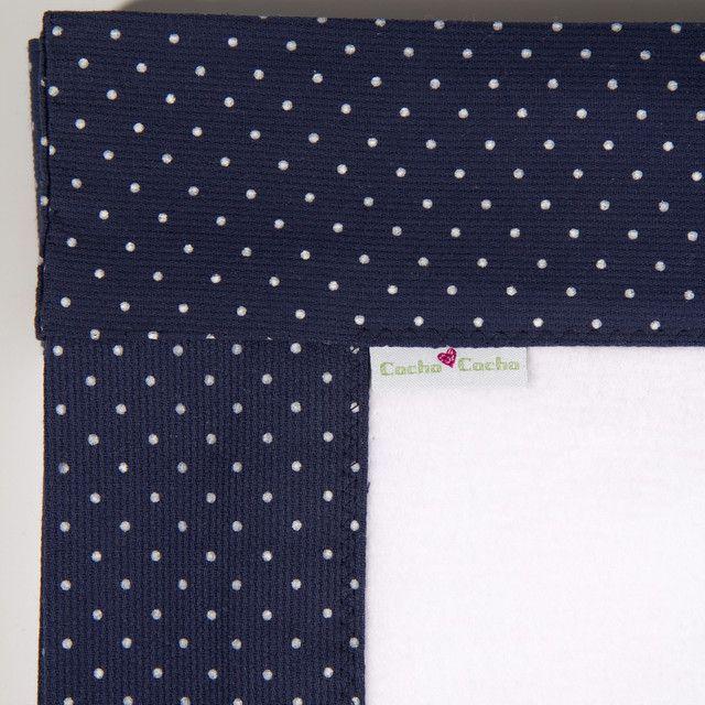 Manta Polar Blanco Azul Puntos Blancos-3