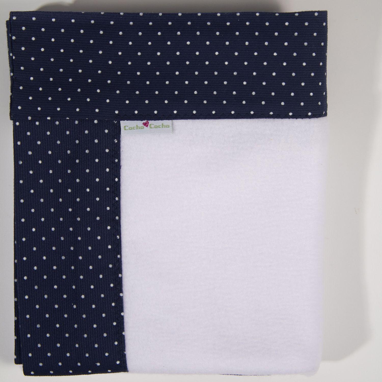 Manta Polar Blanco Azul Puntos Blancos-0