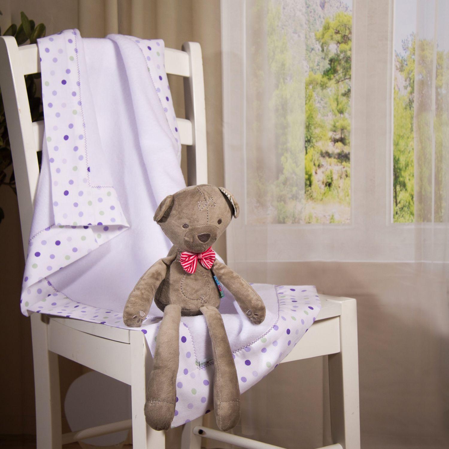 Manta Polar Blanco Lunares Lila-1