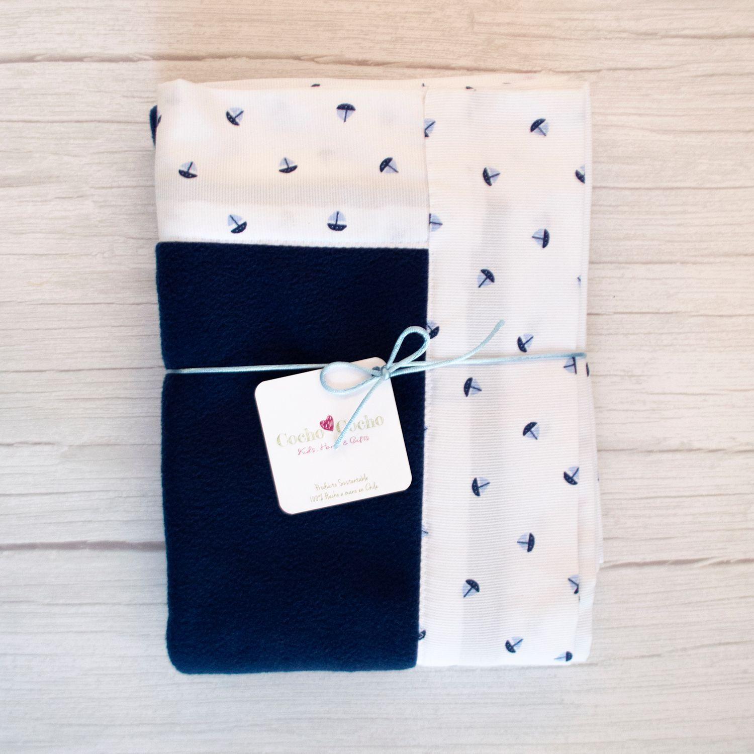 Manta Polar Azul Barquitos Celeste-0