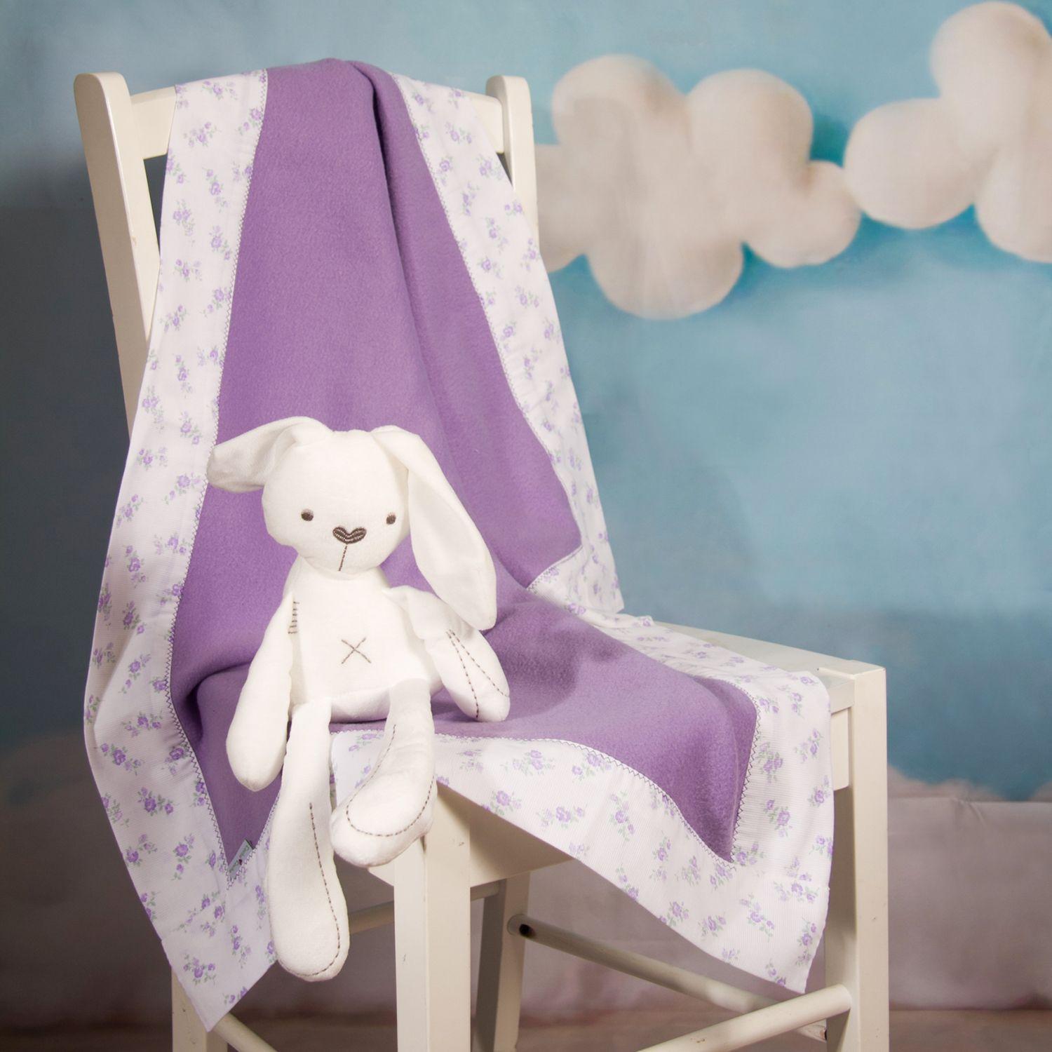 Manta Polar Lila  Flores Lila -1