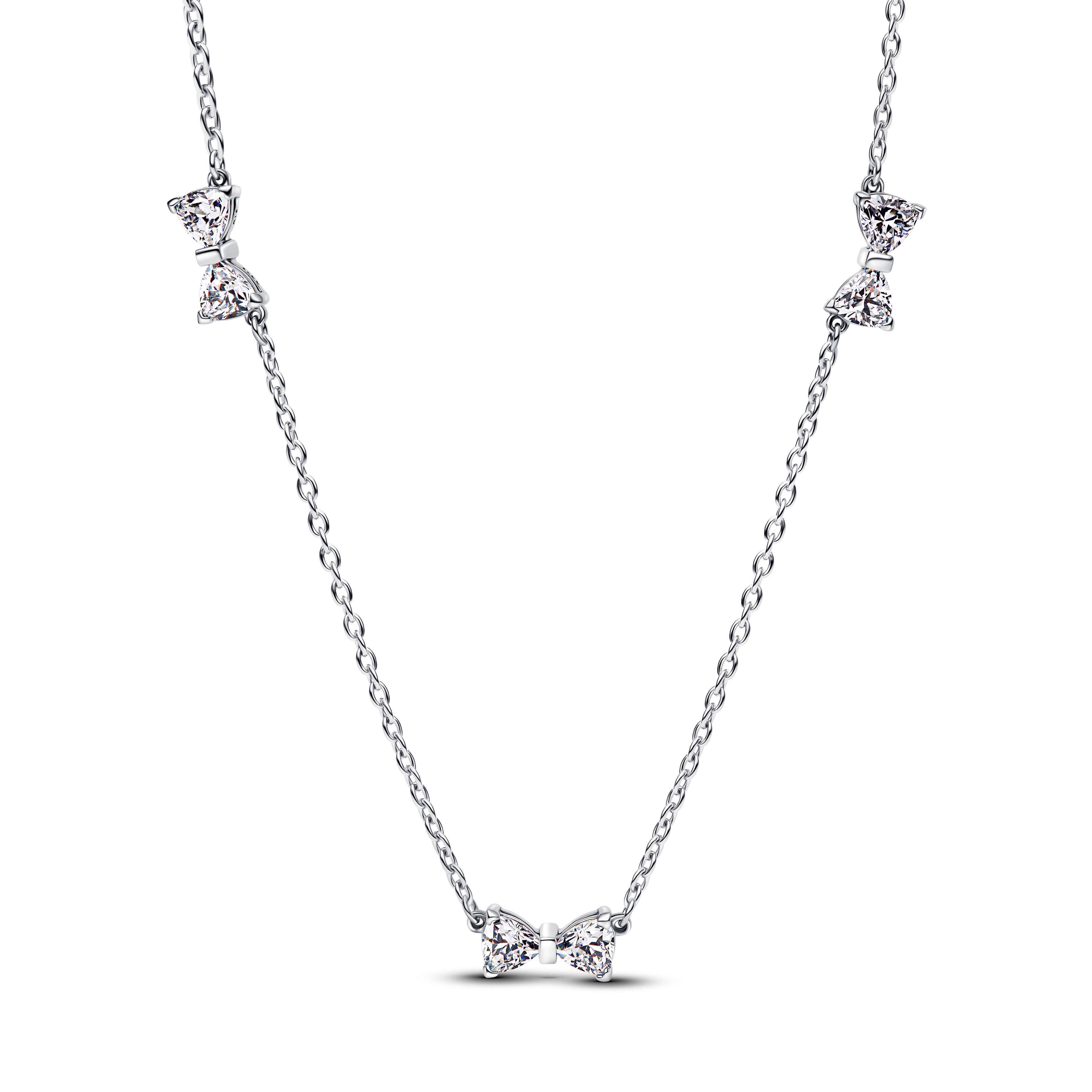 Collar de Cadena Estación de Moños en Plata-0