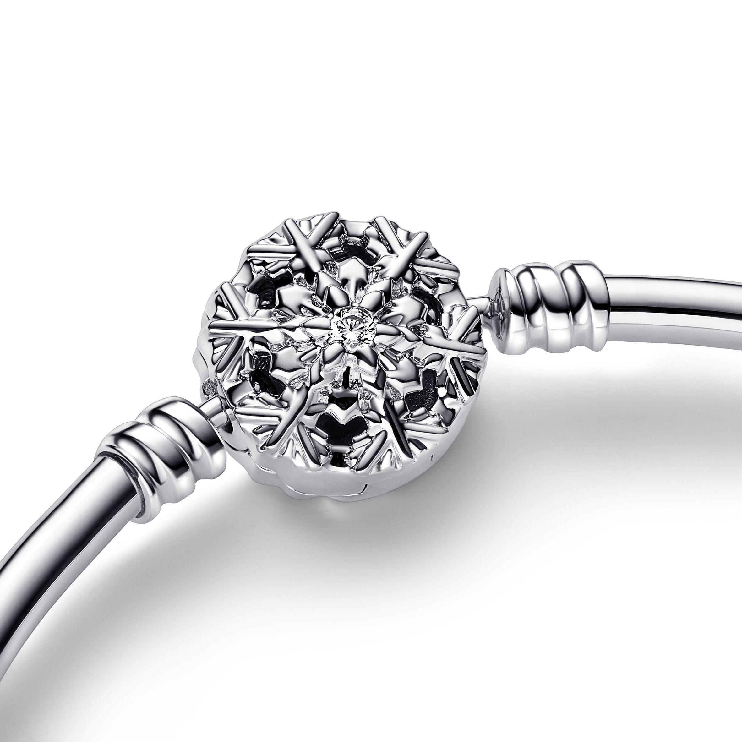 Brazalete Rigido en Plata con Broche Copo de nieve -0
