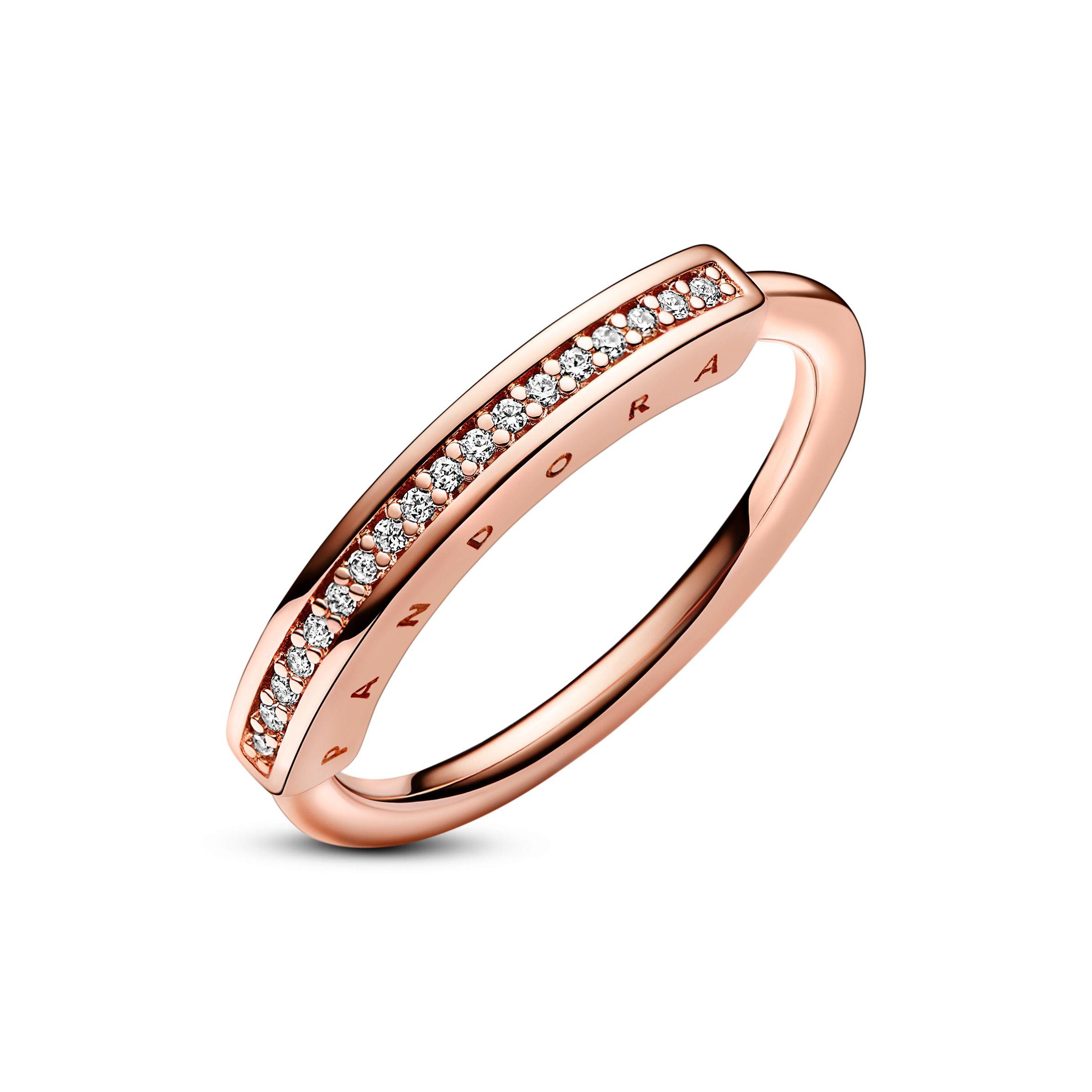 Anillo I-D en Pavé Pandora Signature Recubrimiento en Oro Rosa-1