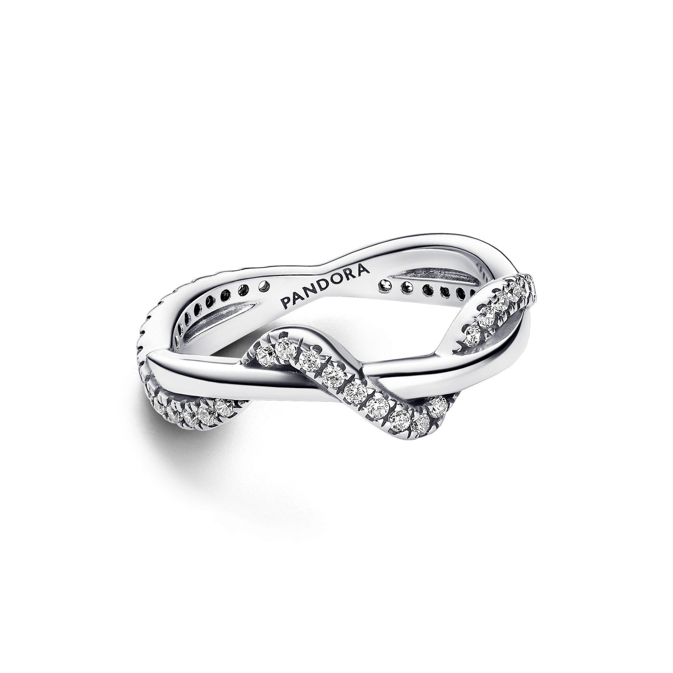 Anillo Ola Brillante Entrelazada en Plata-0