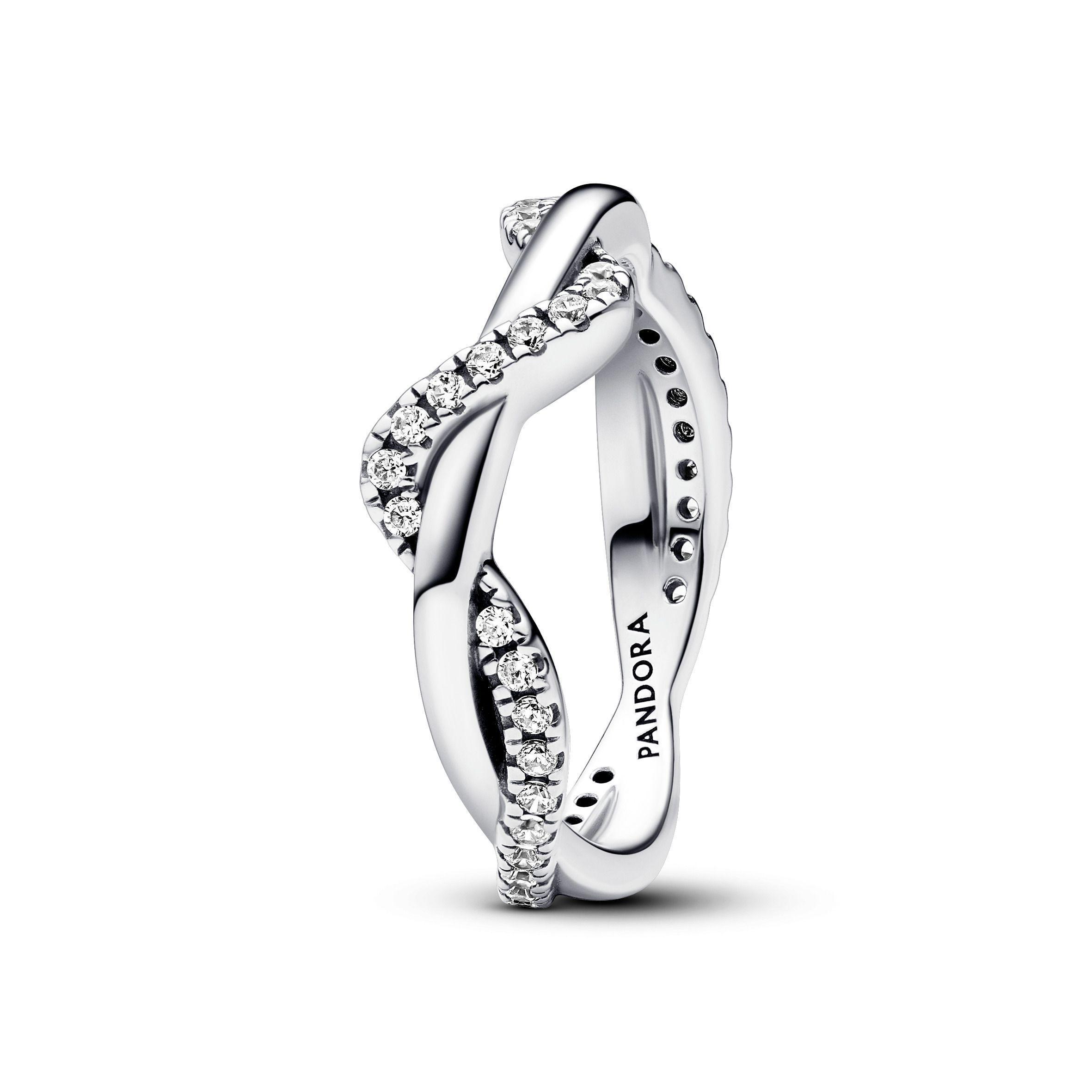 Anillo Ola Brillante Entrelazada en Plata-1