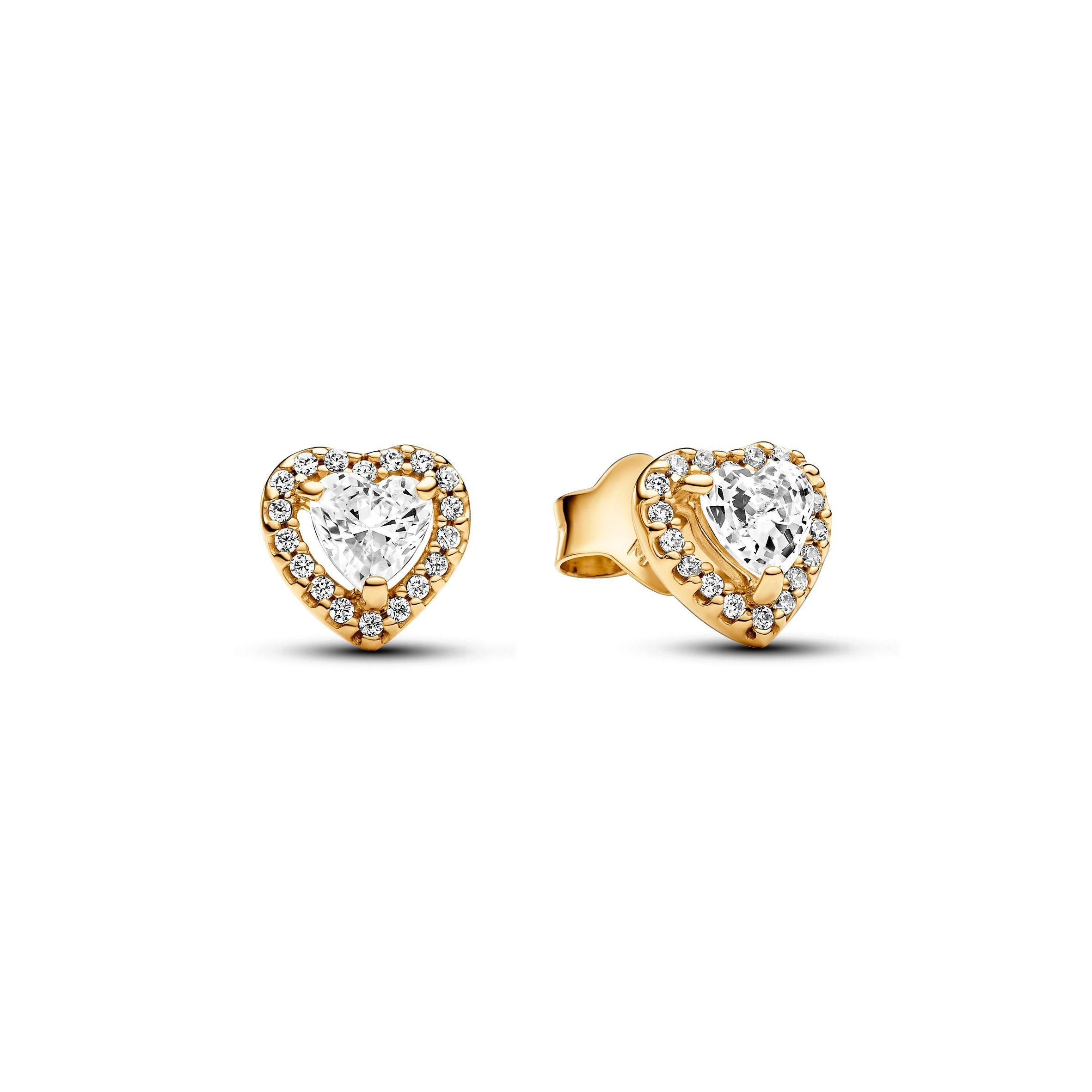 Aretes de botón Corazón Elevado Brillante-0