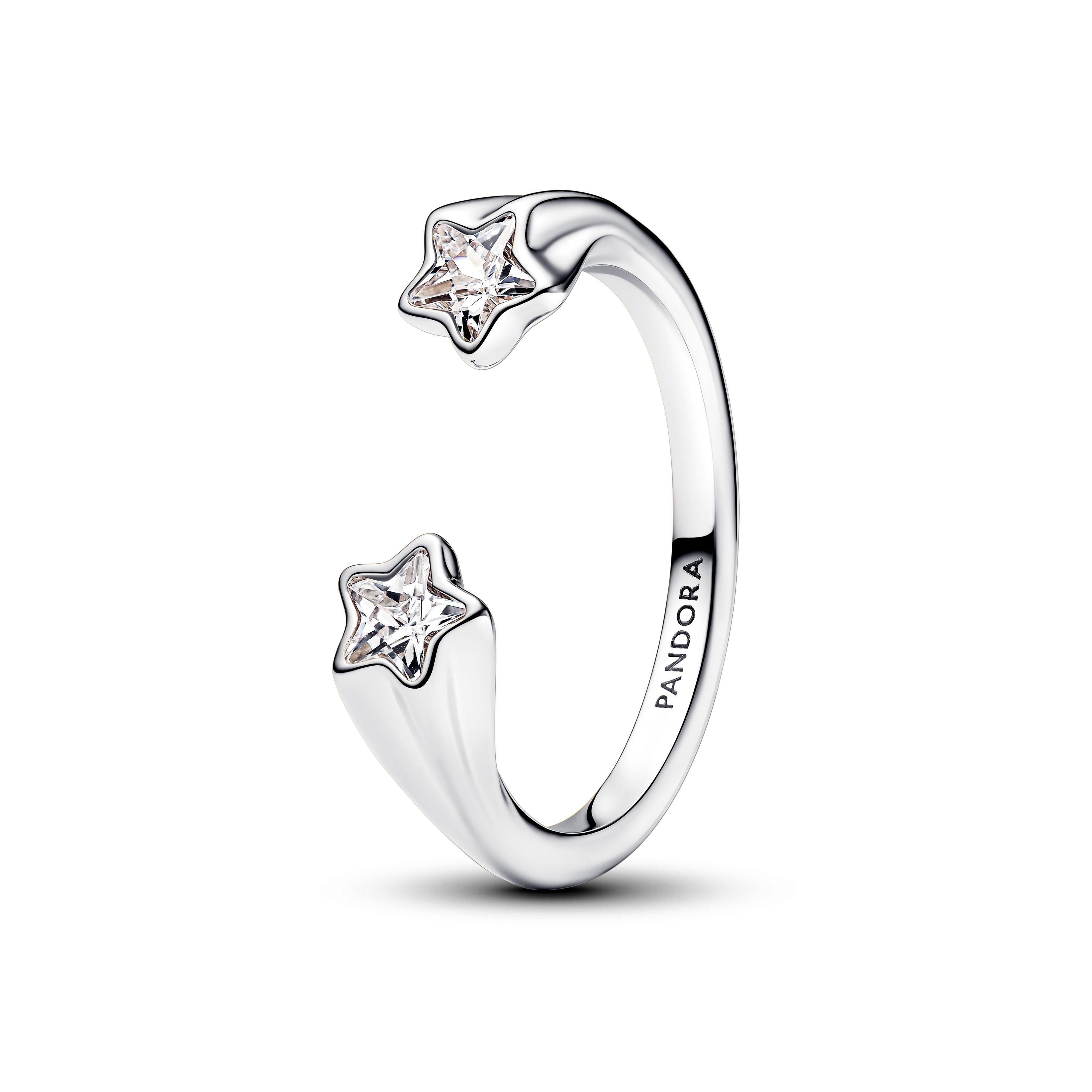 Anillo Abierto Estrellas Fugaces en Plata-1
