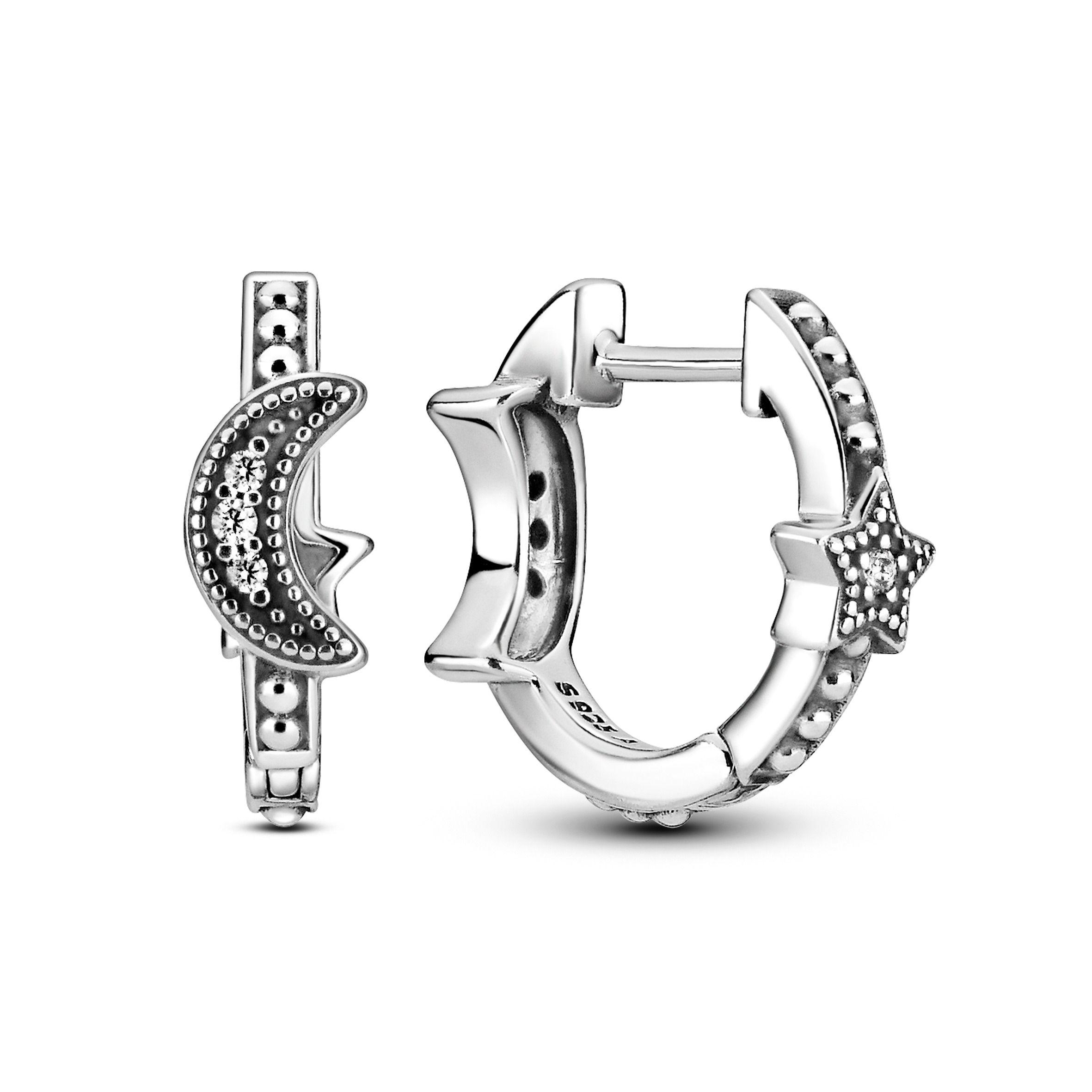 Aretes de Aro con Luna Creciente y Estrellas-0
