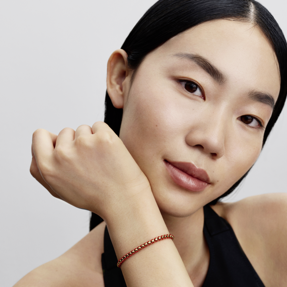 Brazalete Cadena de Serpiente Cordón Rojo-1