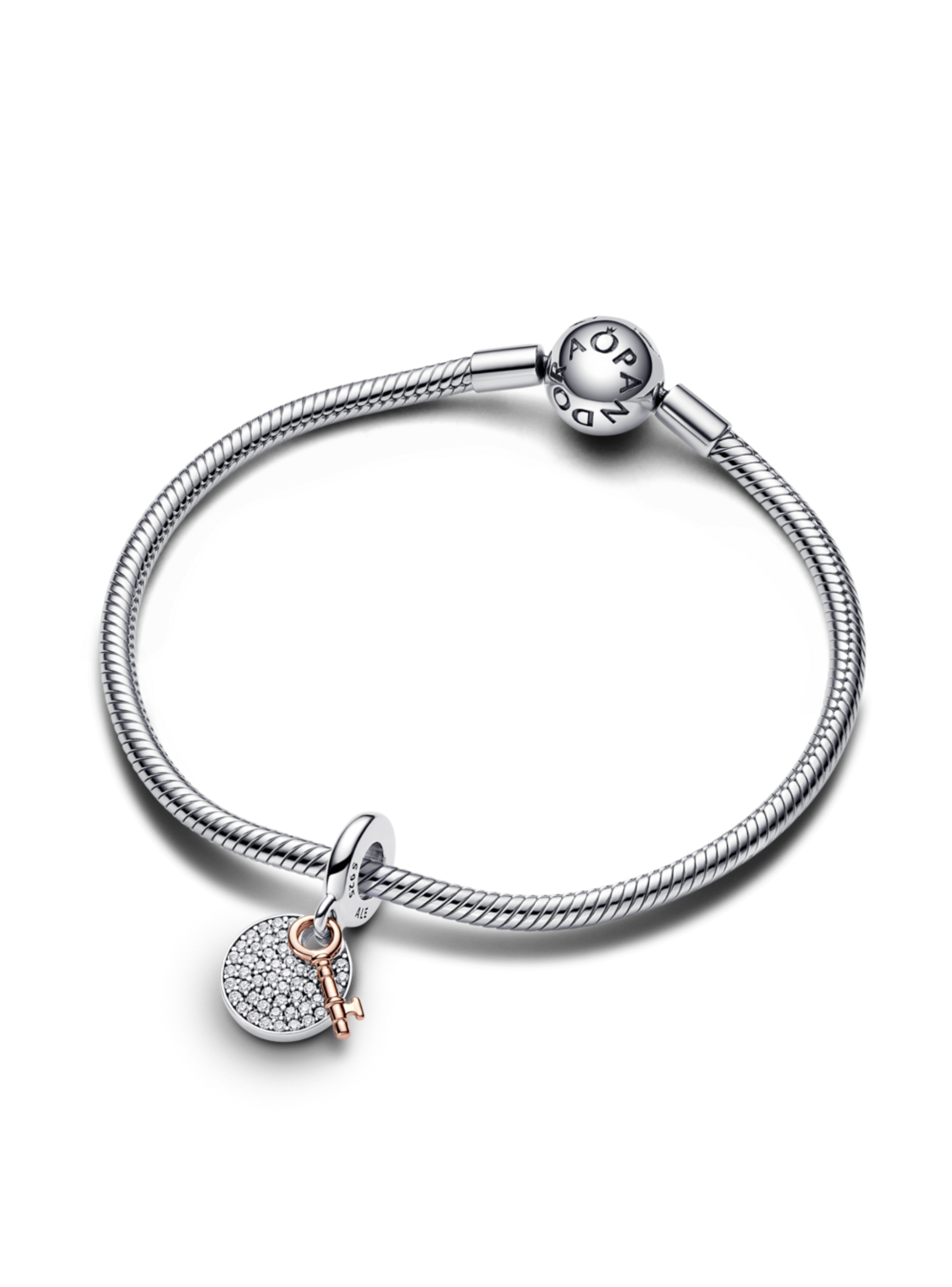 Dije Colgante en Plata y Rose Llave de la Felicidad dos Tonos-2
